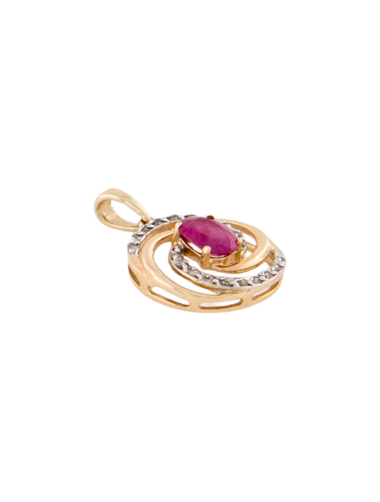 Pendant 14K Ruby & Diamond Spiral