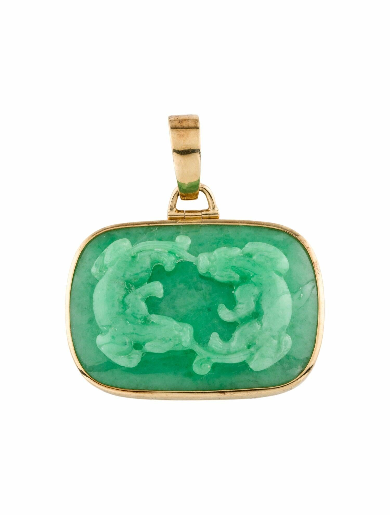 Pendant Gump's 14K Type A Jadeite w/Unbranded Clasping Enhancer Link