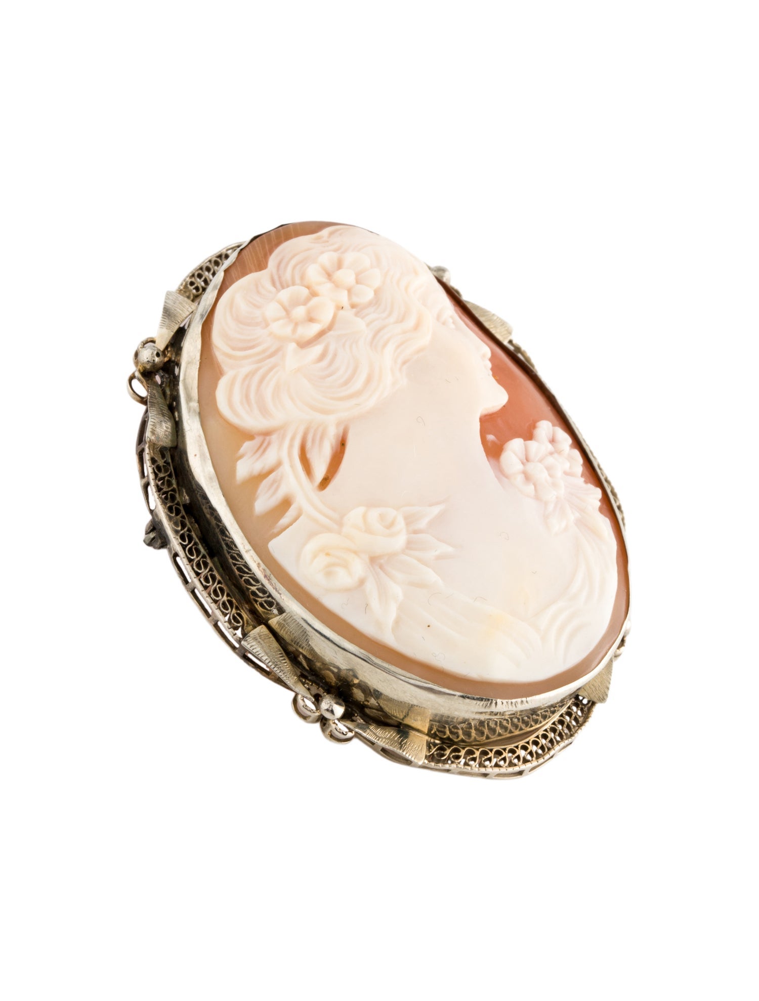 Pendant 10K Shell Cameo Brooch