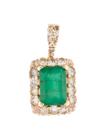 Pre-owned Pendant 14k Emerald & Sapphire  In Multi