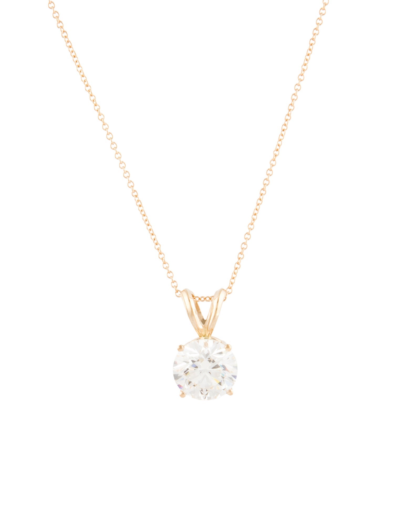 Necklace 14K 2.00ct Lab-Grown Diamond Solitaire Pendant