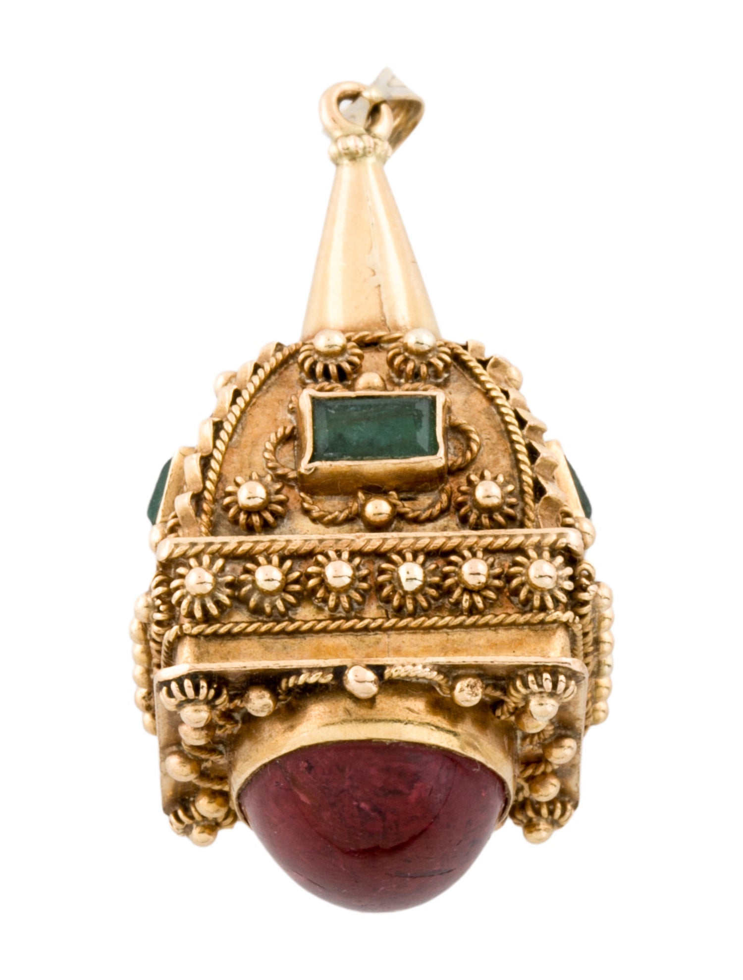 Pendant 14K Tourmaline & Emerald