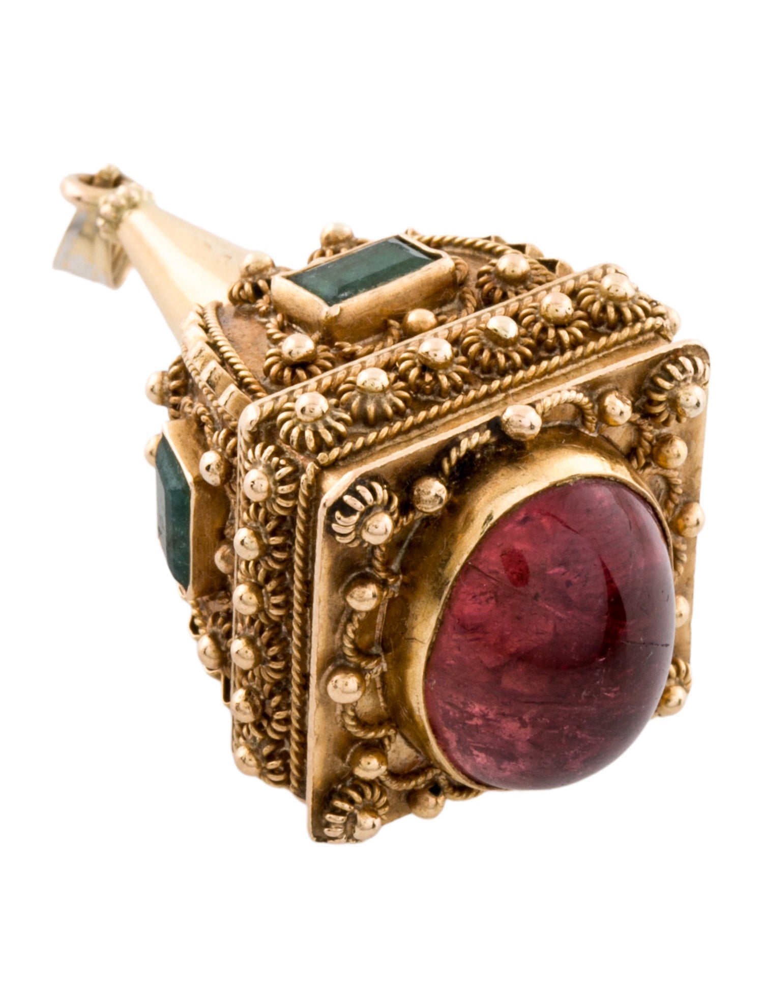 Pendant 14K Tourmaline & Emerald