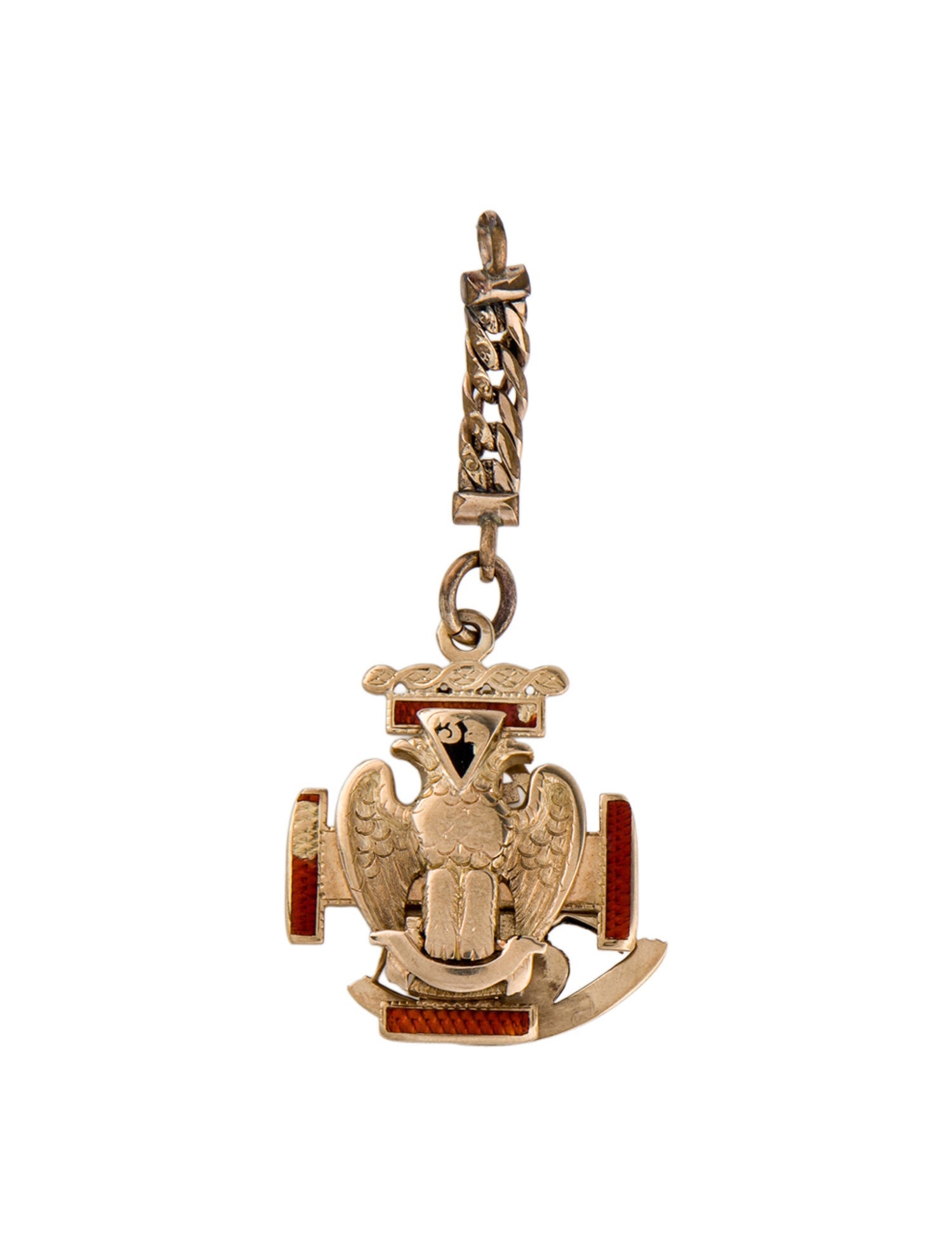 Pendant Vintage 14K Enamel Hinged Masonic Eagle