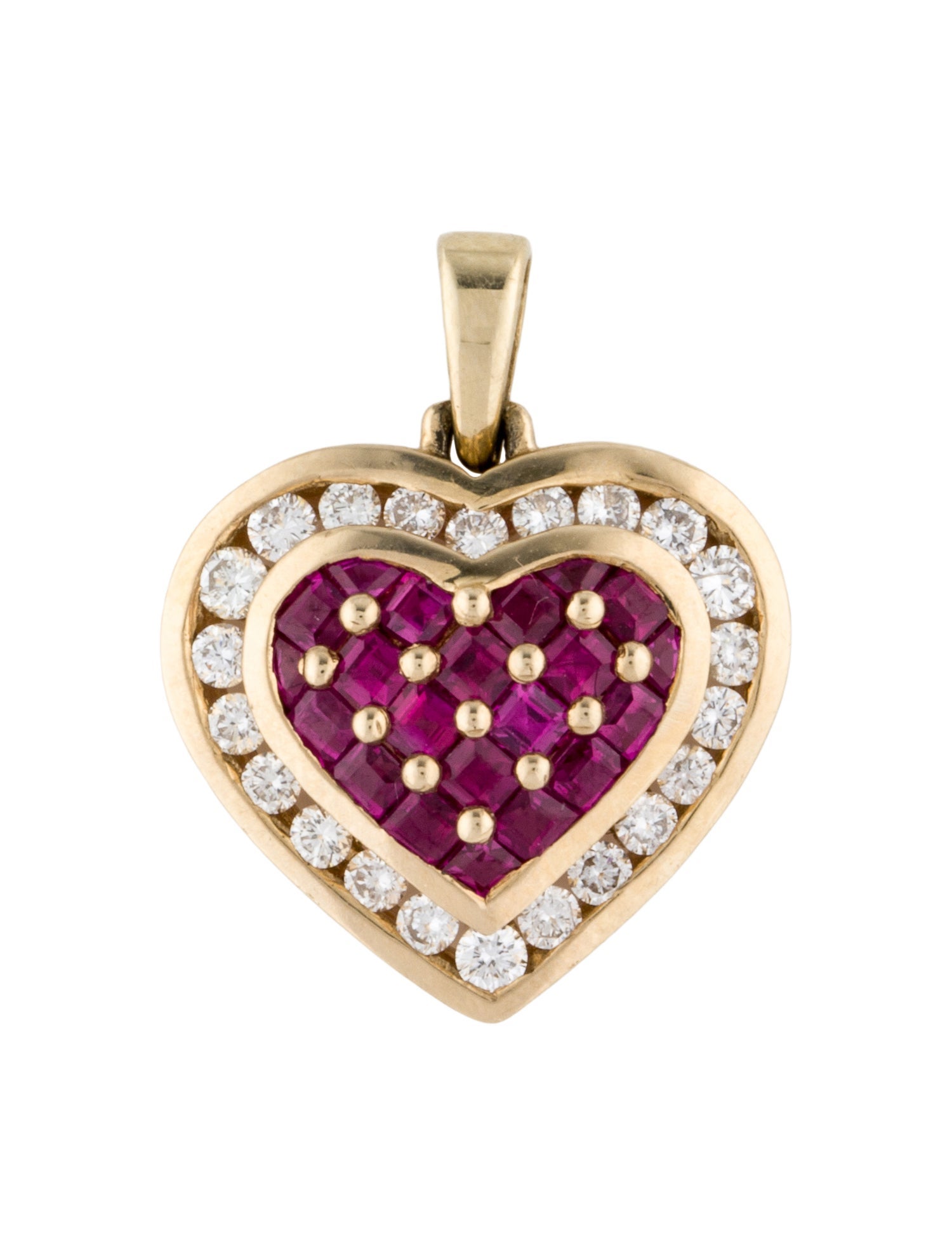 Pendant 14K Ruby & Diamond Heart