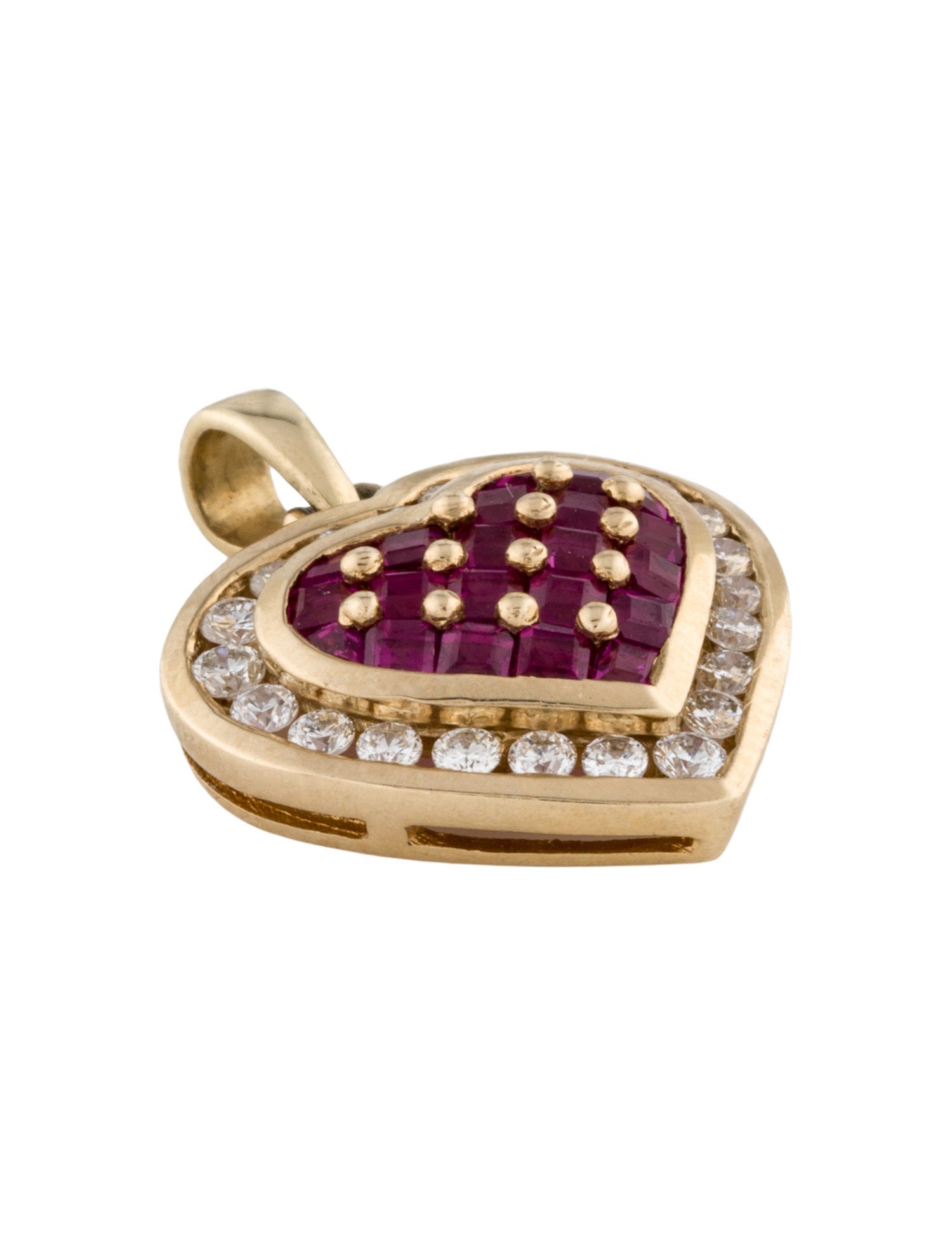 Pendant 14K Ruby & Diamond Heart