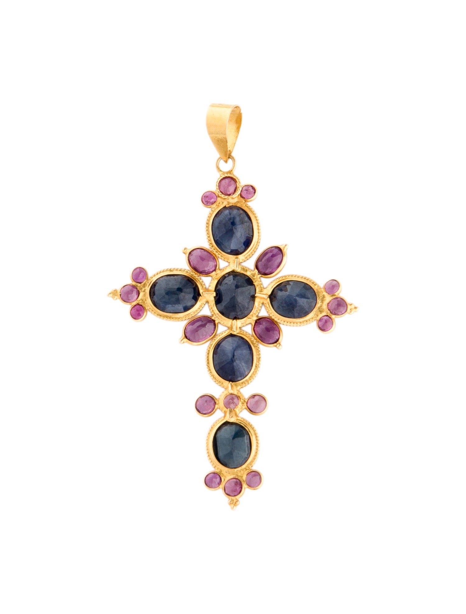 Pendant 18K 2.04ctw Sapphire Cross