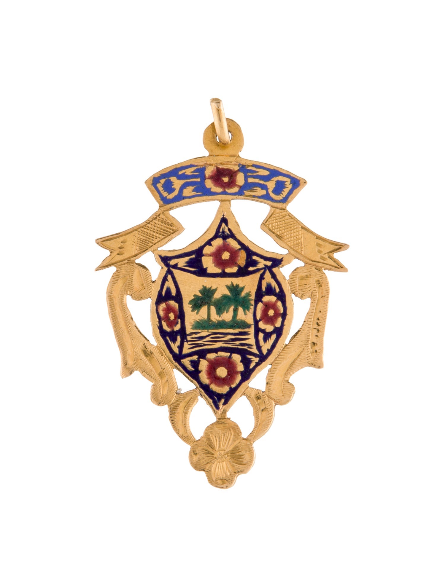 Pendant 18K Enamel Medallion