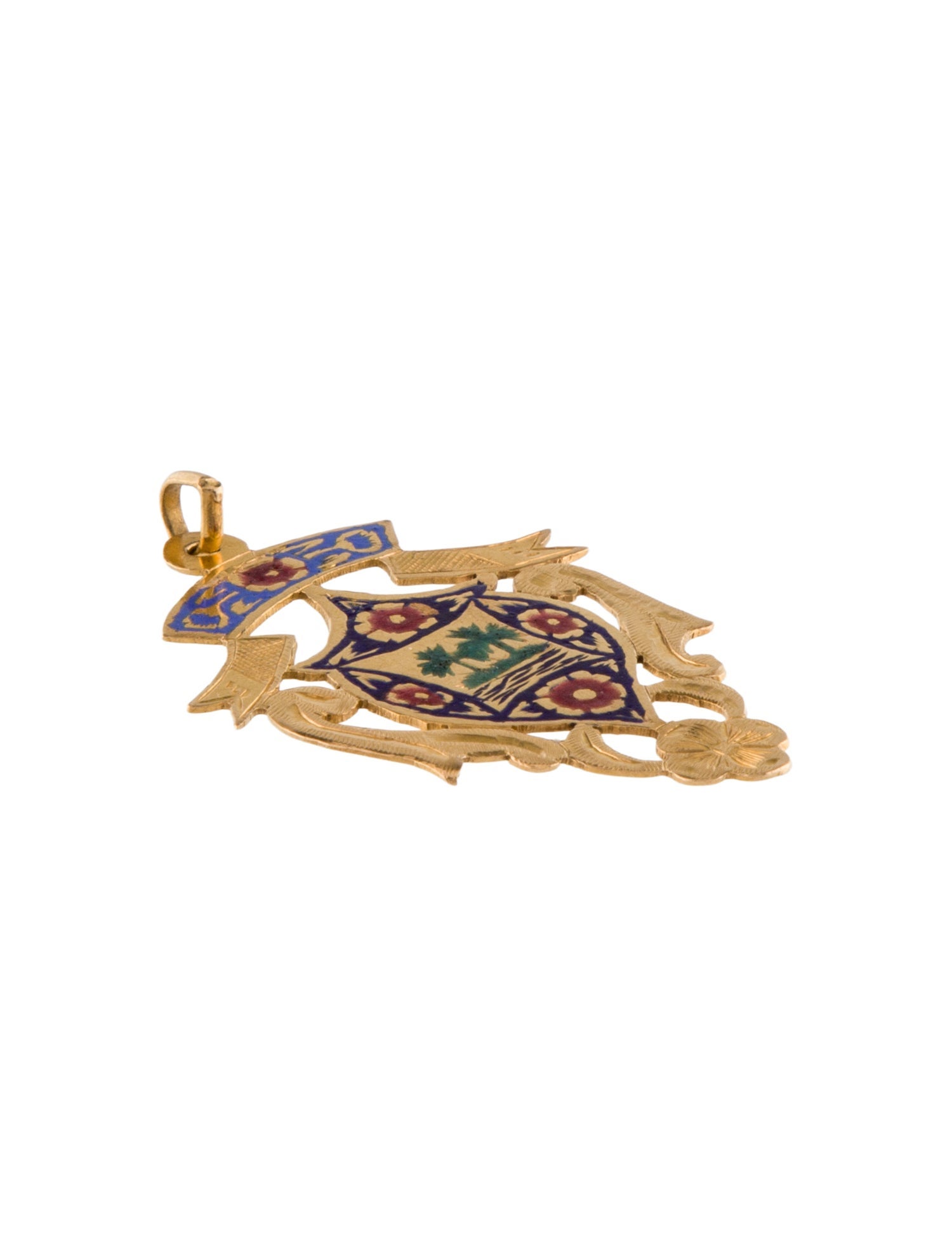 Pendant 18K Enamel Medallion