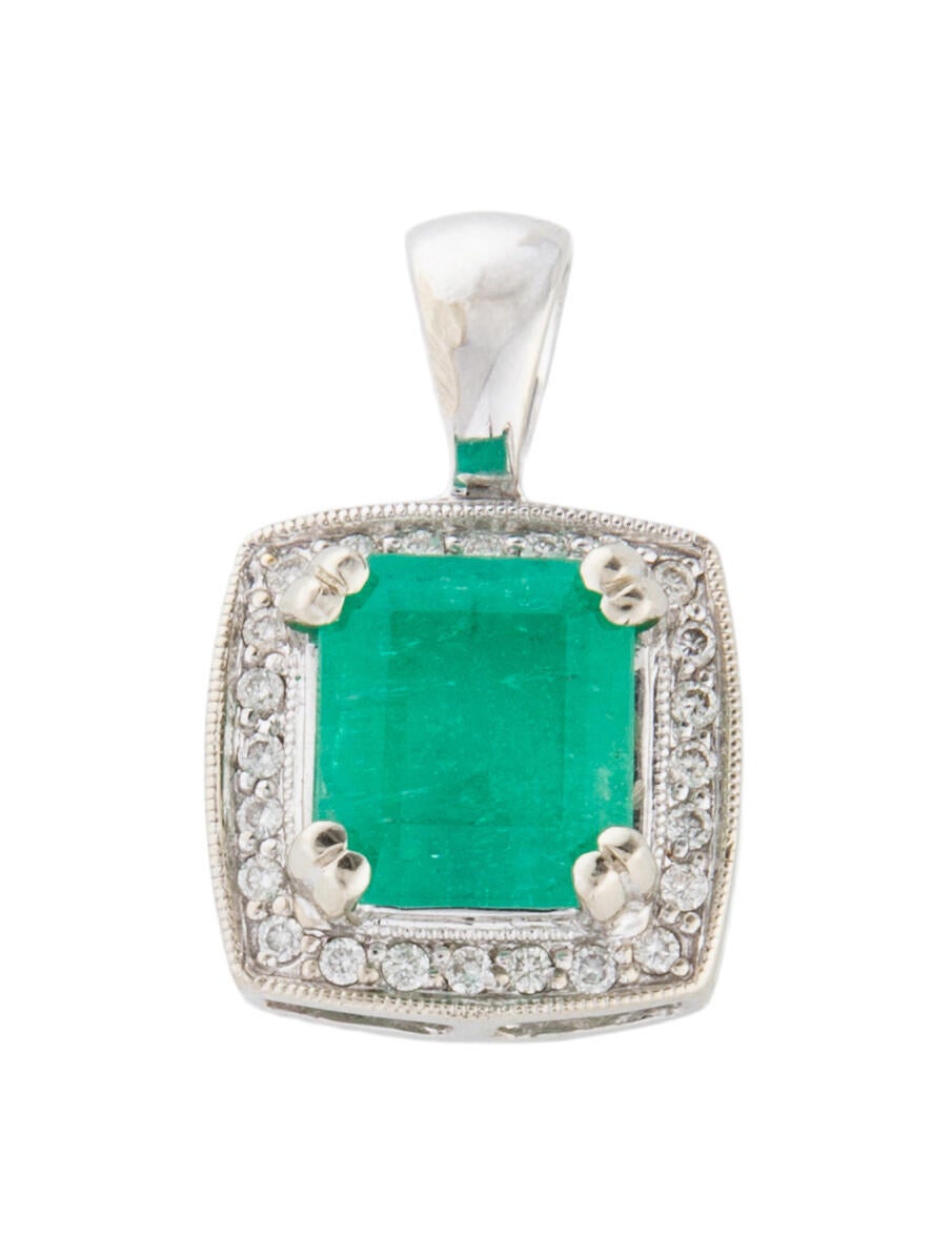 Pendant 14K 2.96ct Colombian Emerald & Diamond Pendant