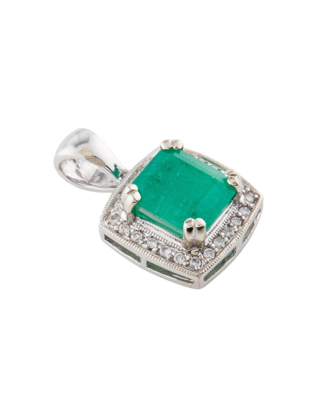 Pendant 14K 2.96ct Colombian Emerald & Diamond Pendant