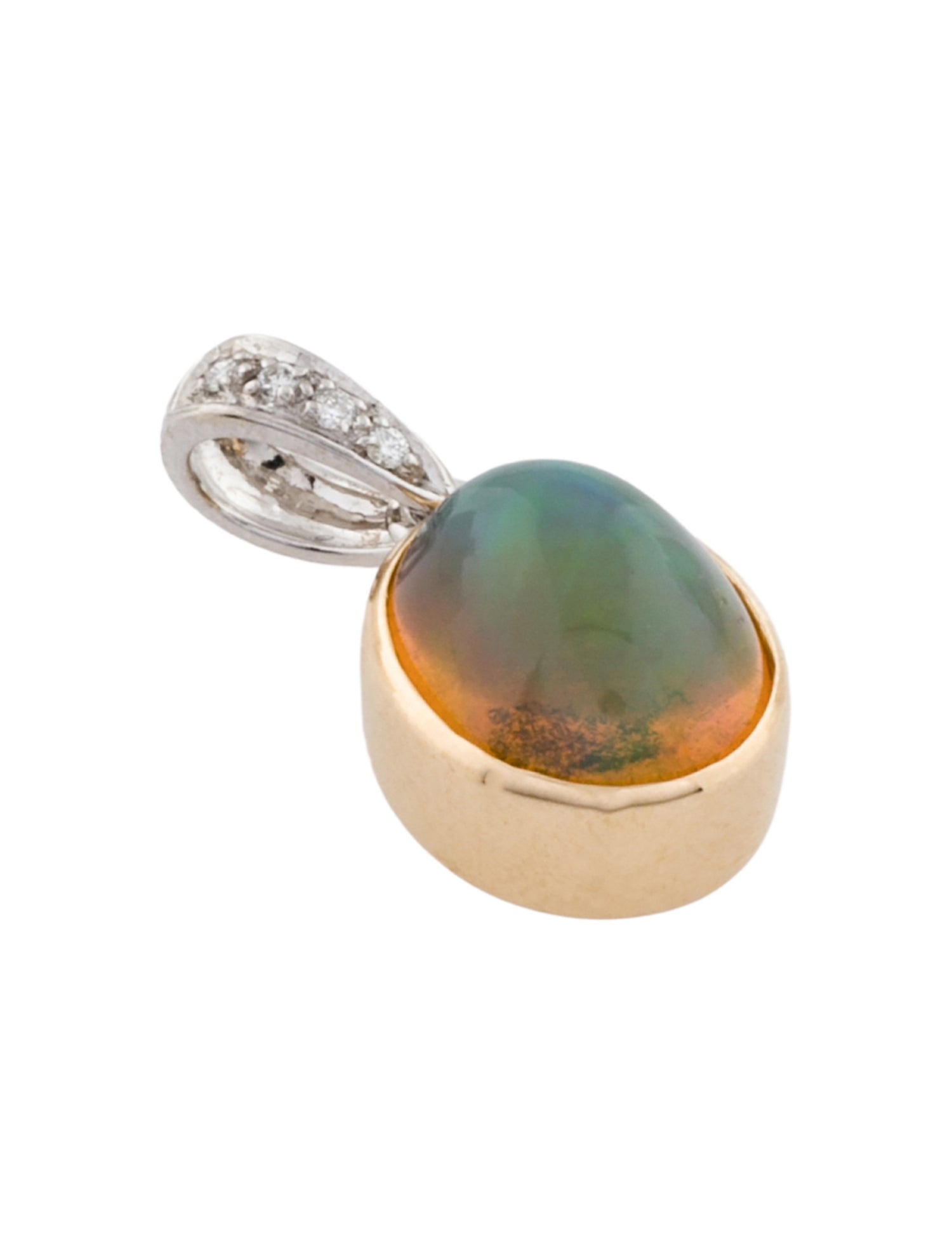 Pendant 14K Opal & Diamond