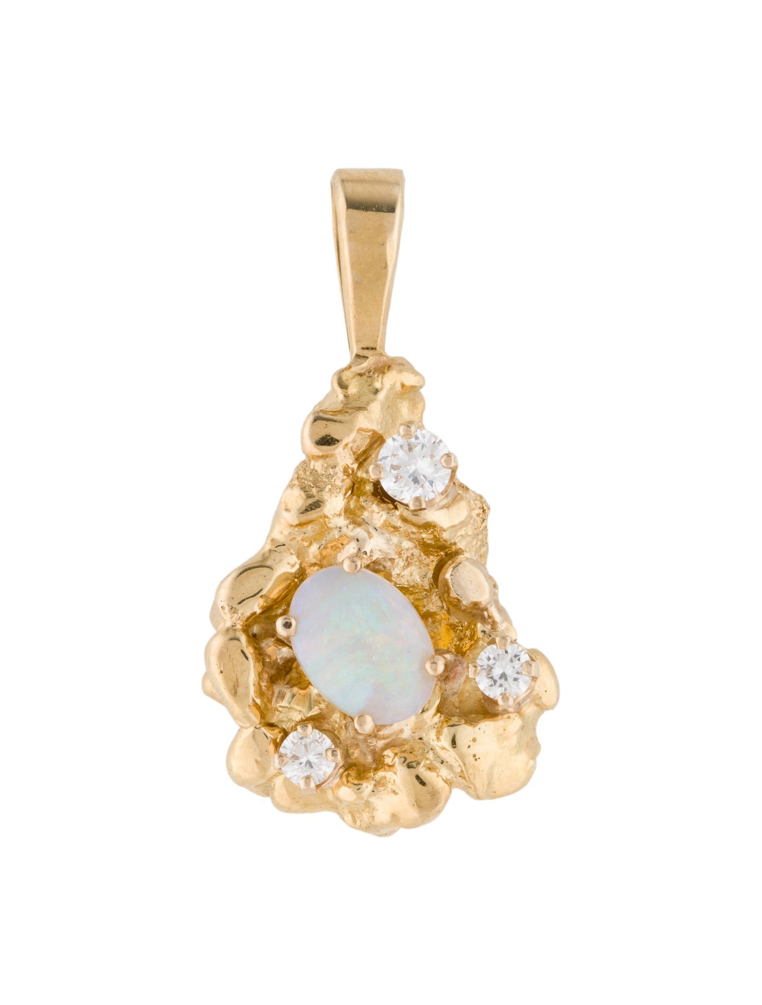 Pendant 18K Opal & Diamond Nugget Pendant