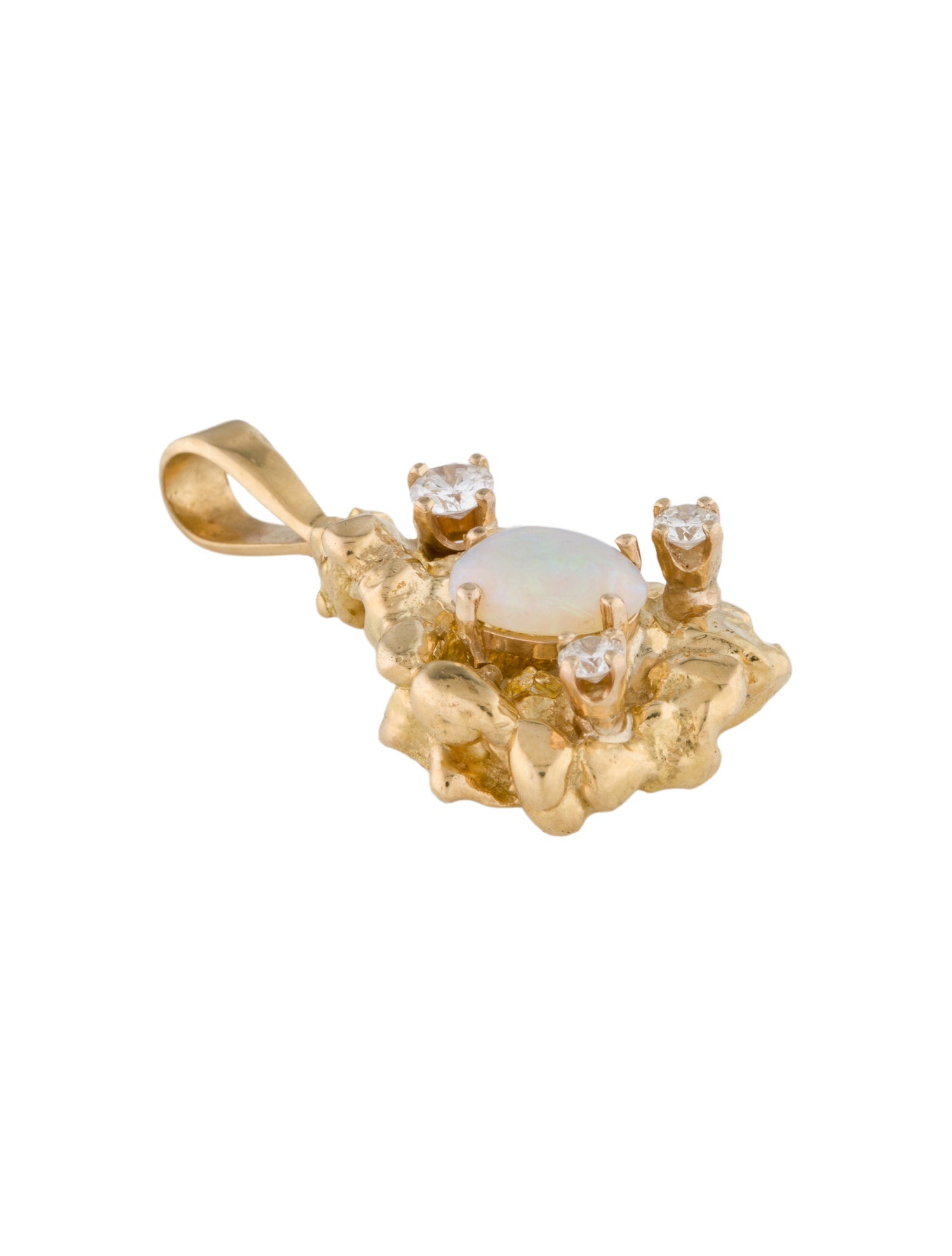 Pendant 18K Opal & Diamond Nugget Pendant