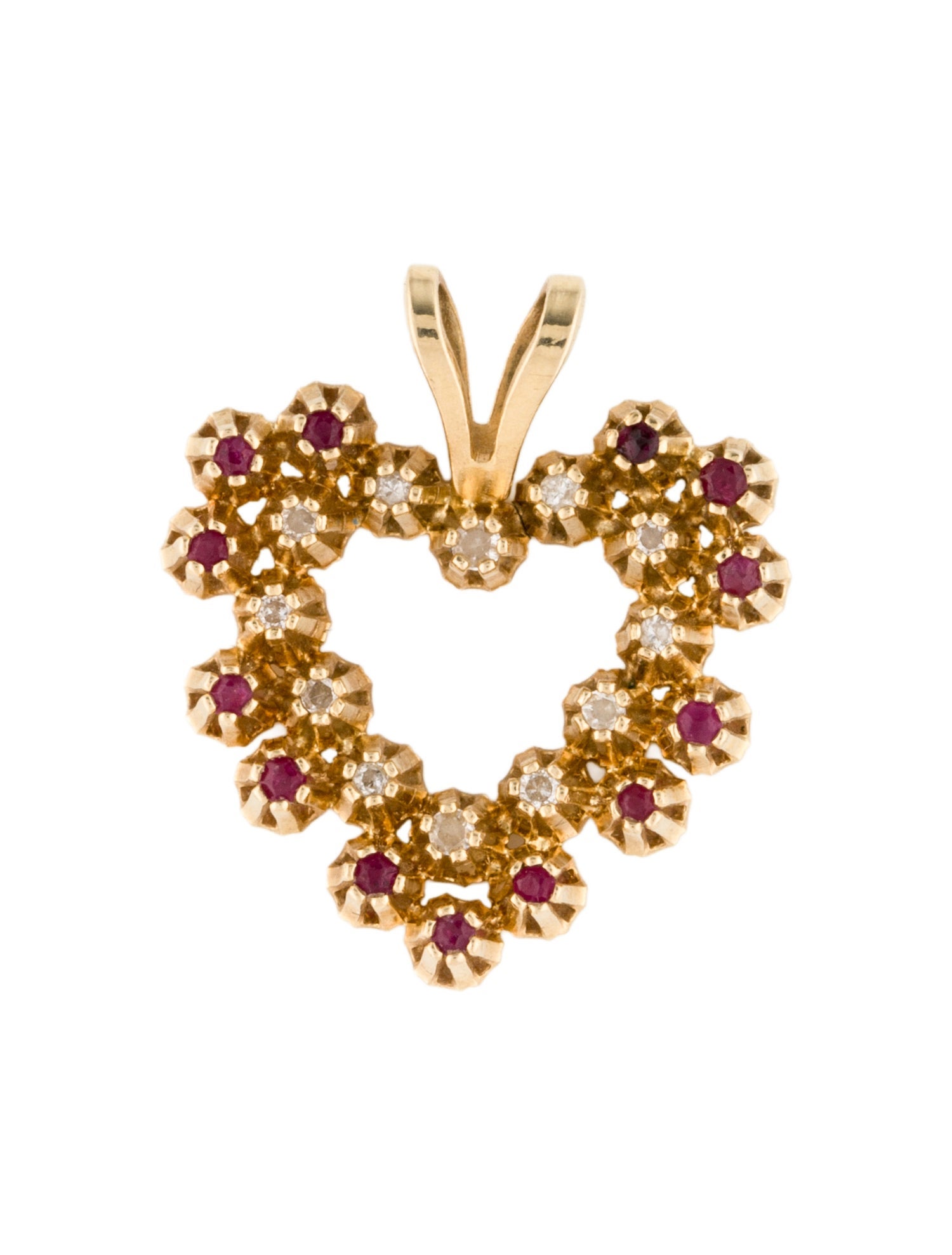 Pendant 14K Ruby & Diamond Heart