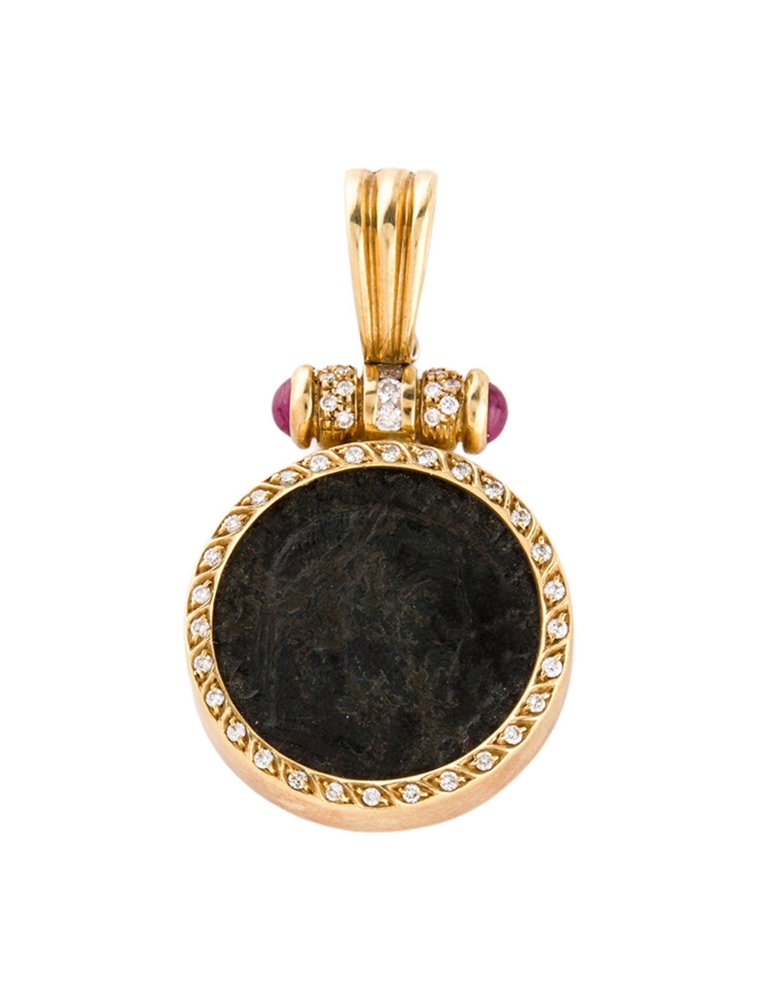 Pendant 18K Ruby & Diamond Coin