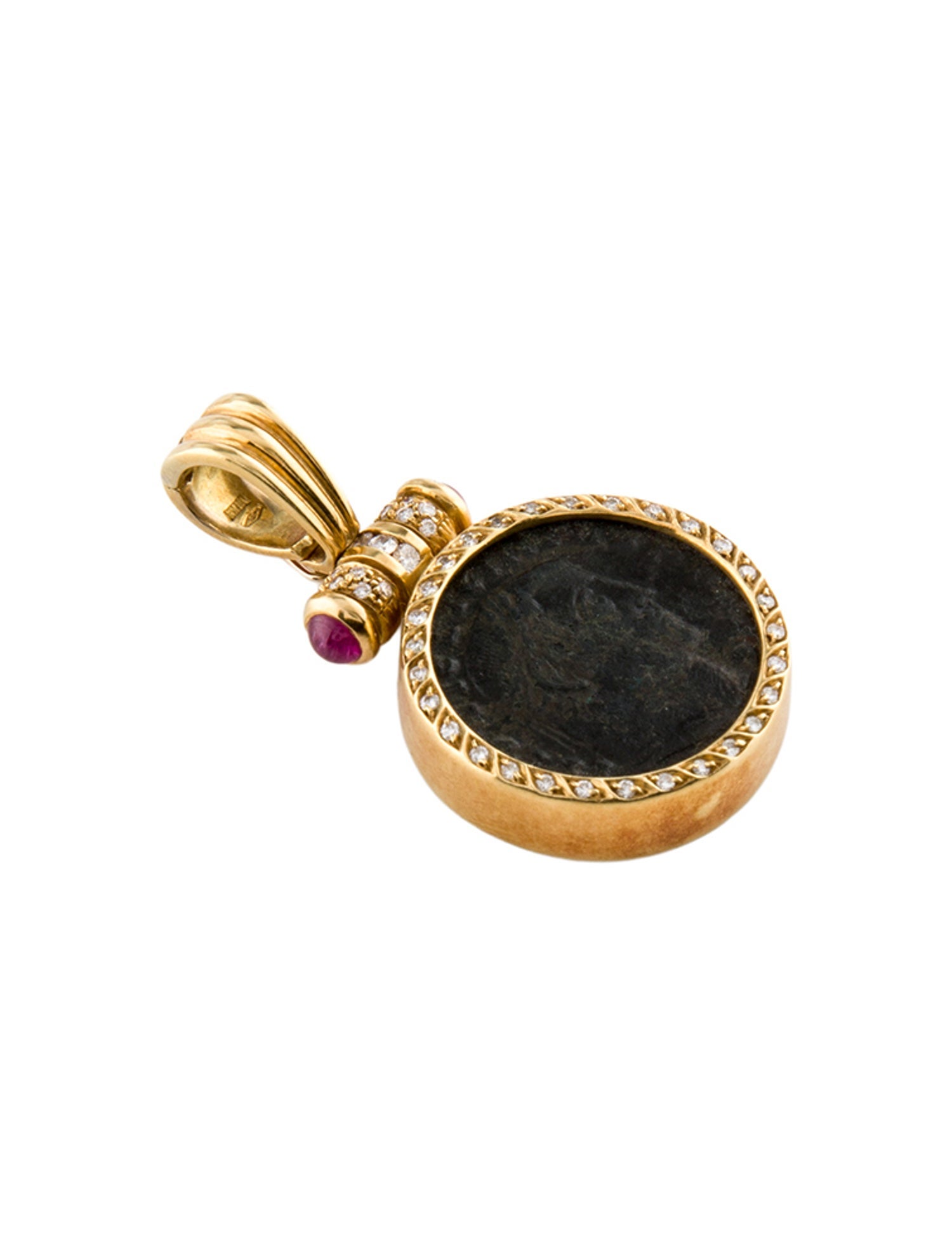 Pendant 18K Ruby & Diamond Coin