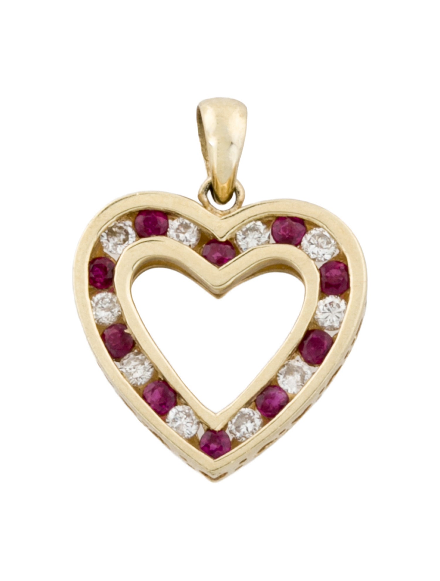 Pendant 10K Ruby & Diamond Heart