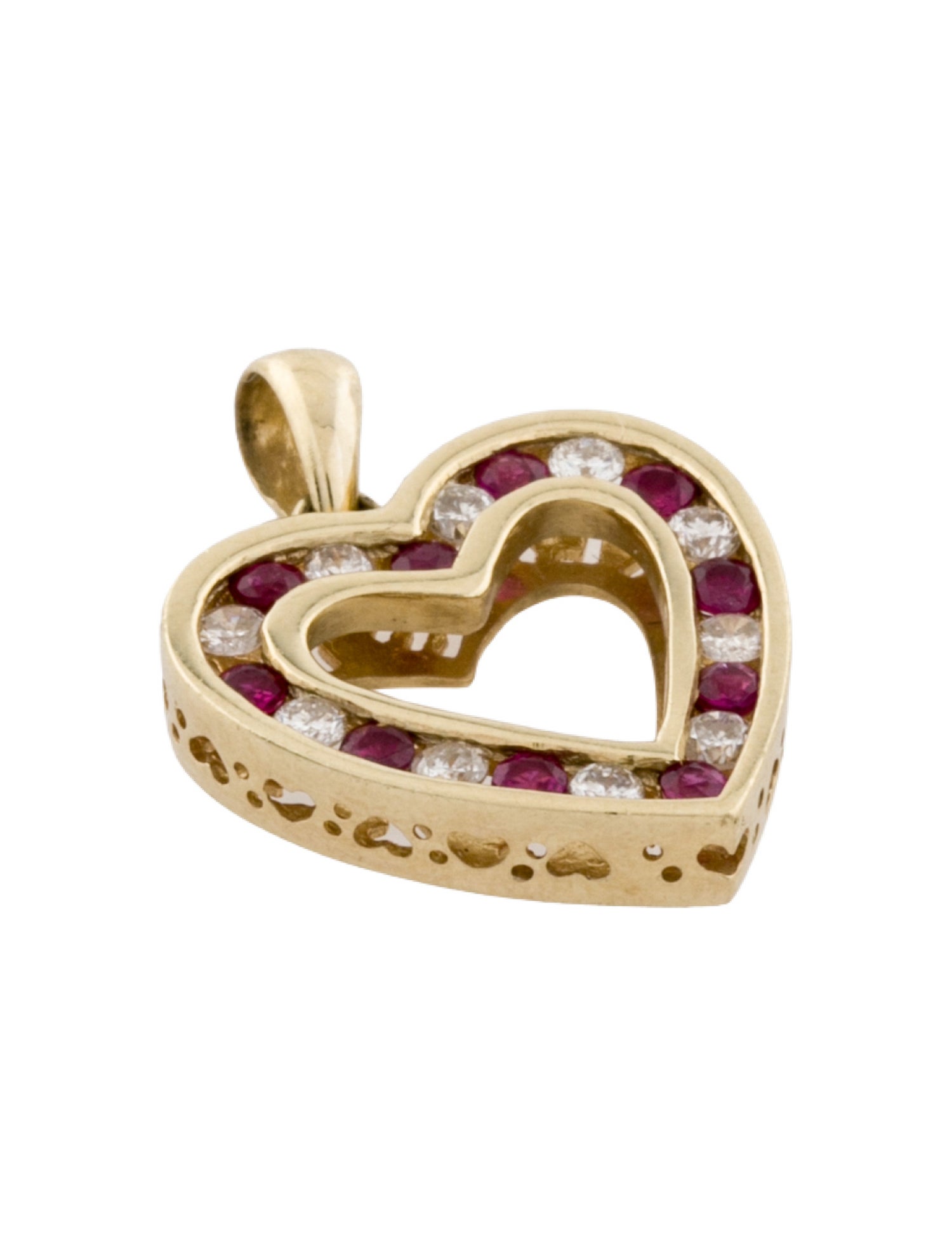 Pendant 10K Ruby & Diamond Heart