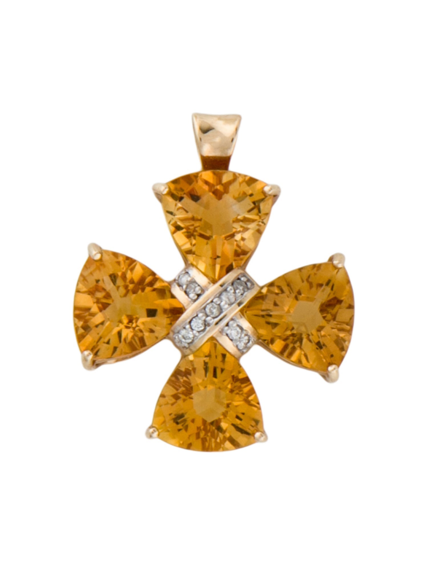 Pendant 14K Citrine & Diamond Cross
