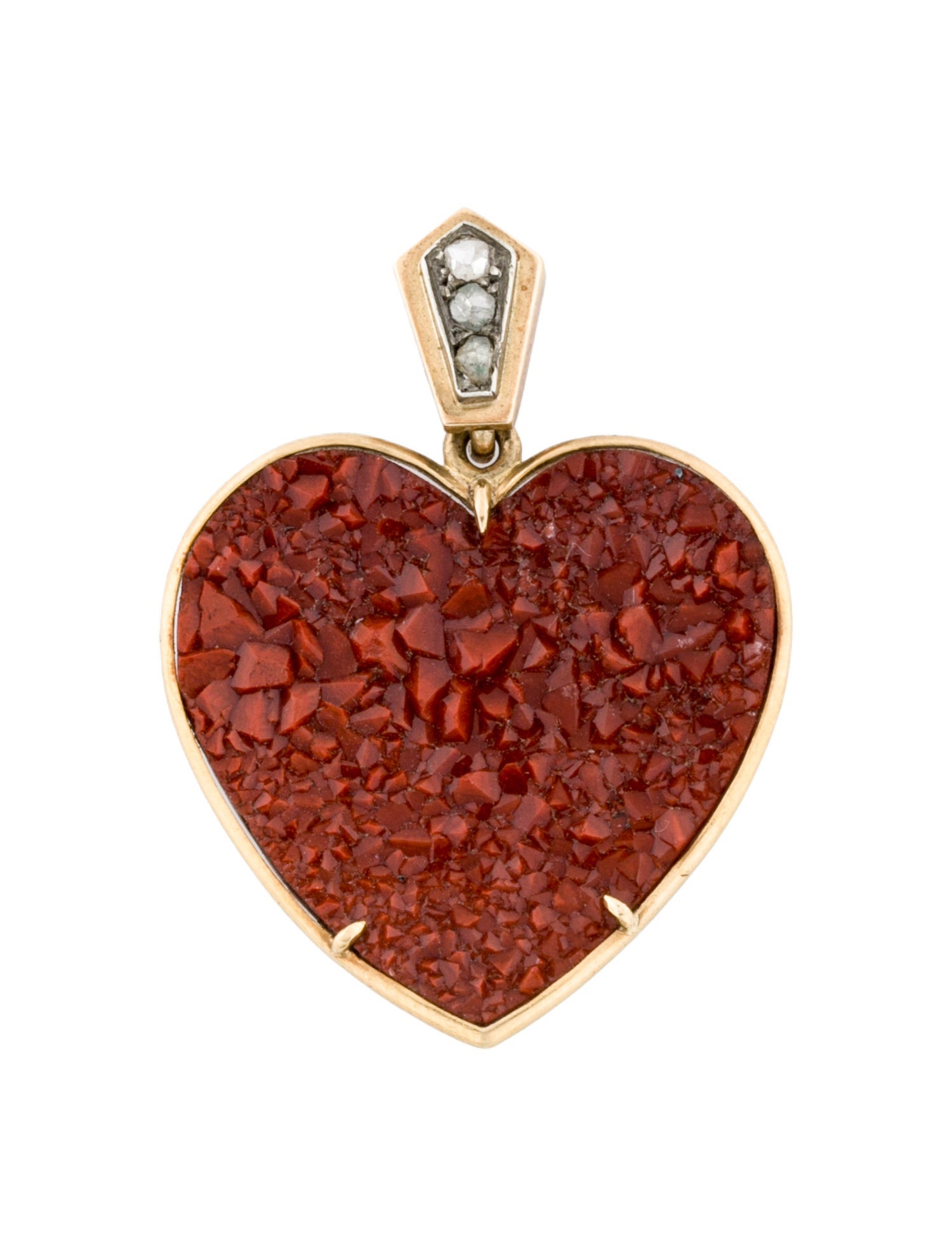 Pendant Sagenitic Quartz & Diamond Heart Pendant