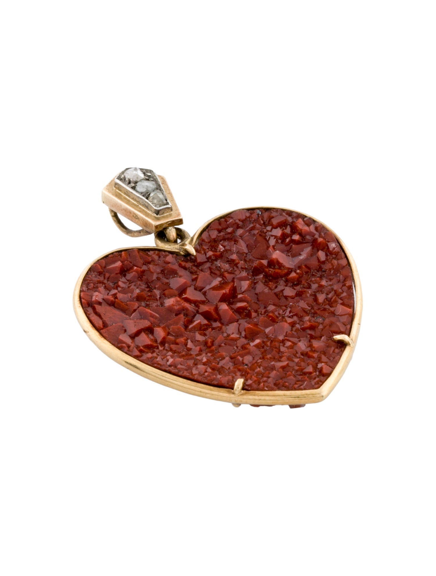 Pendant Sagenitic Quartz & Diamond Heart Pendant