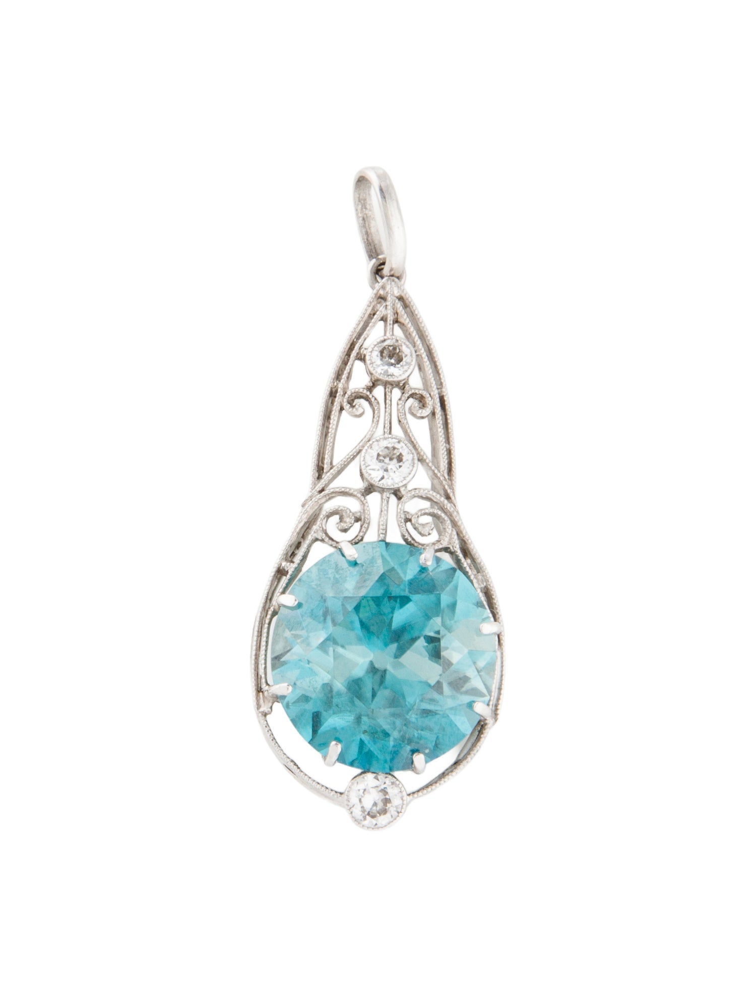 Pendant Vintage Platinum Zircon & Diamond