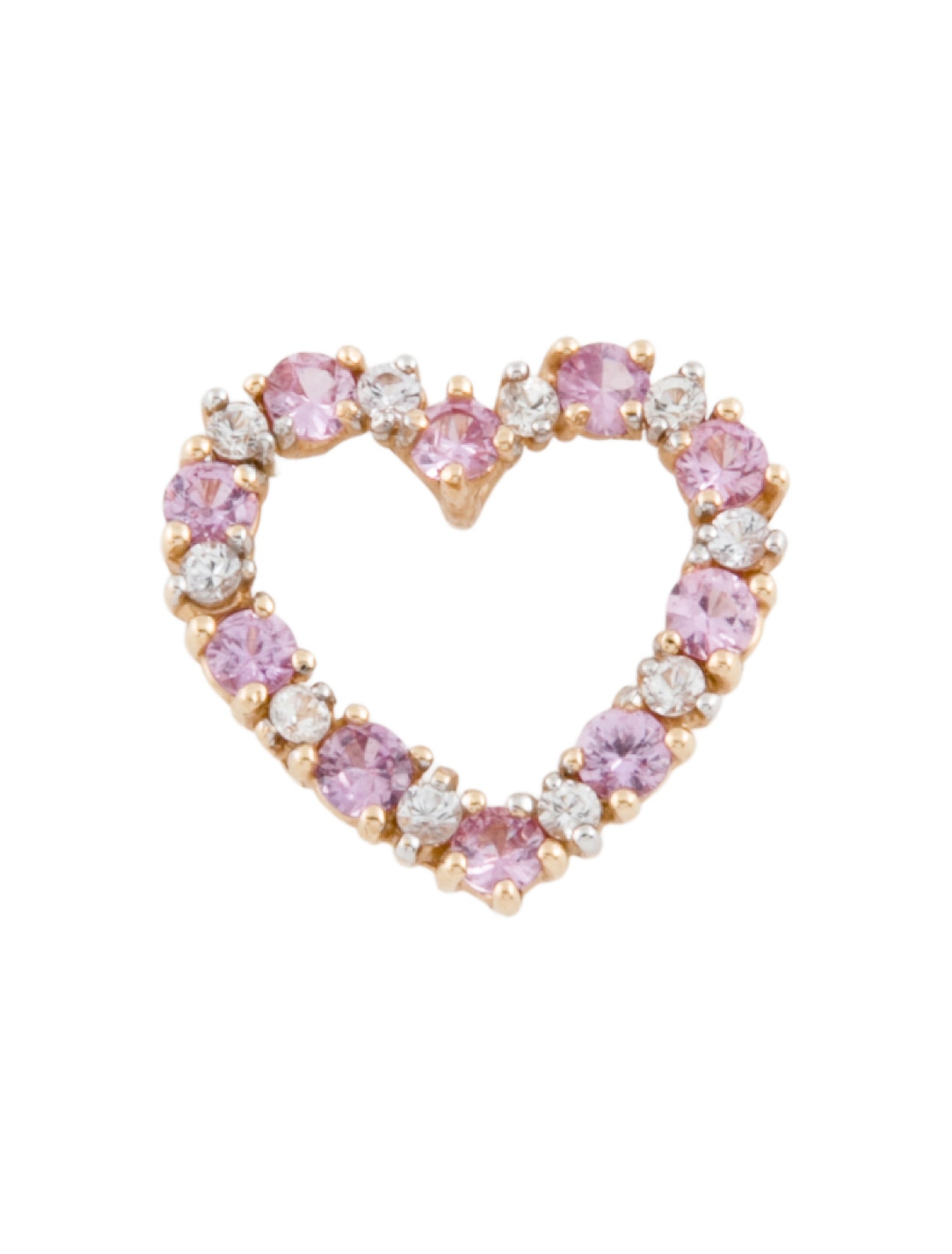 Pendant 14K Pink Sapphire & Colorless Sapphire Heart