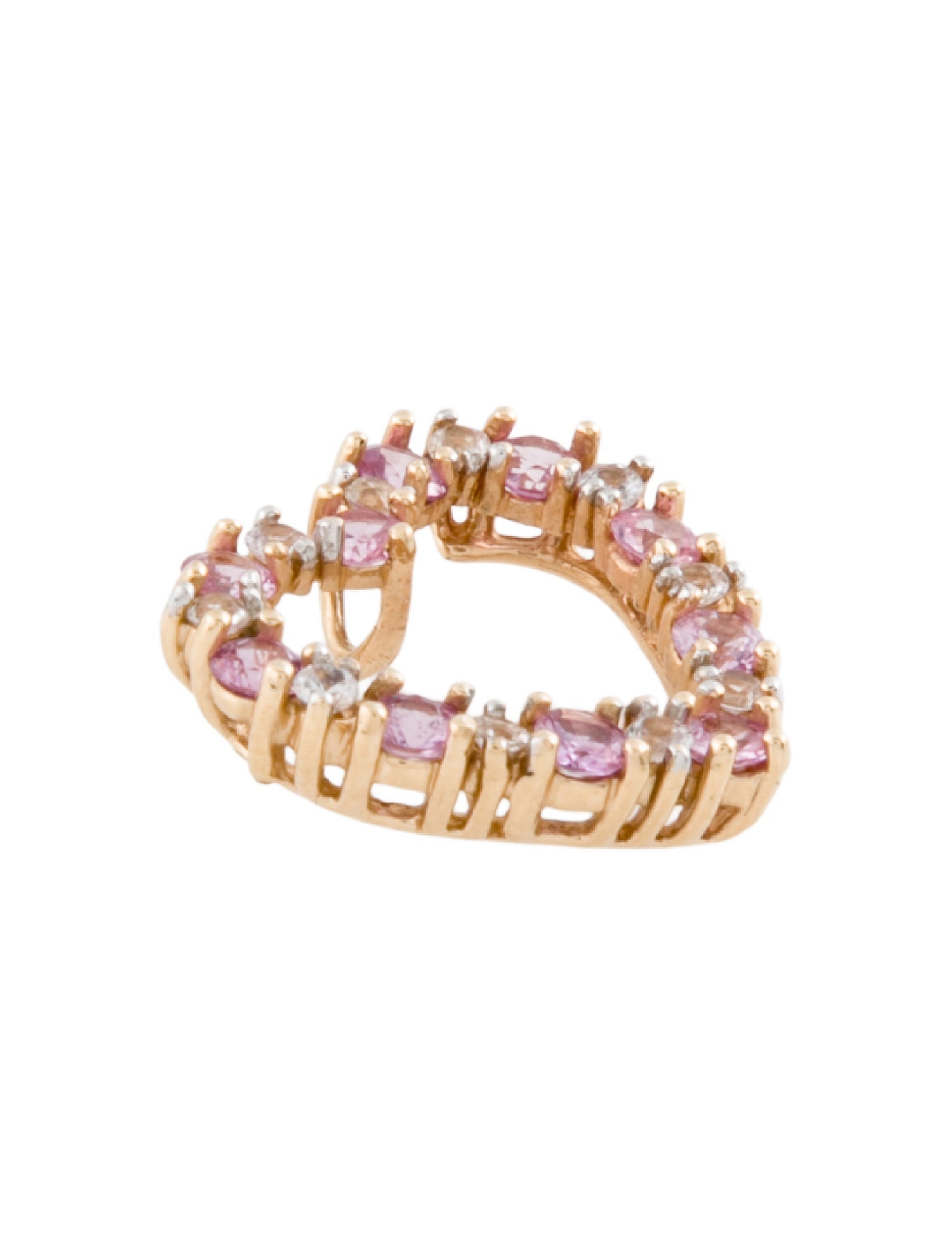 Pendant 14K Pink Sapphire & Colorless Sapphire Heart