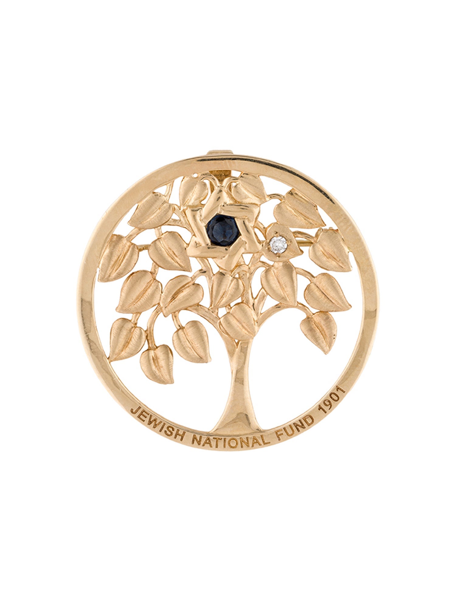 Pendant 14K Sapphire & Diamond Tree Brooch