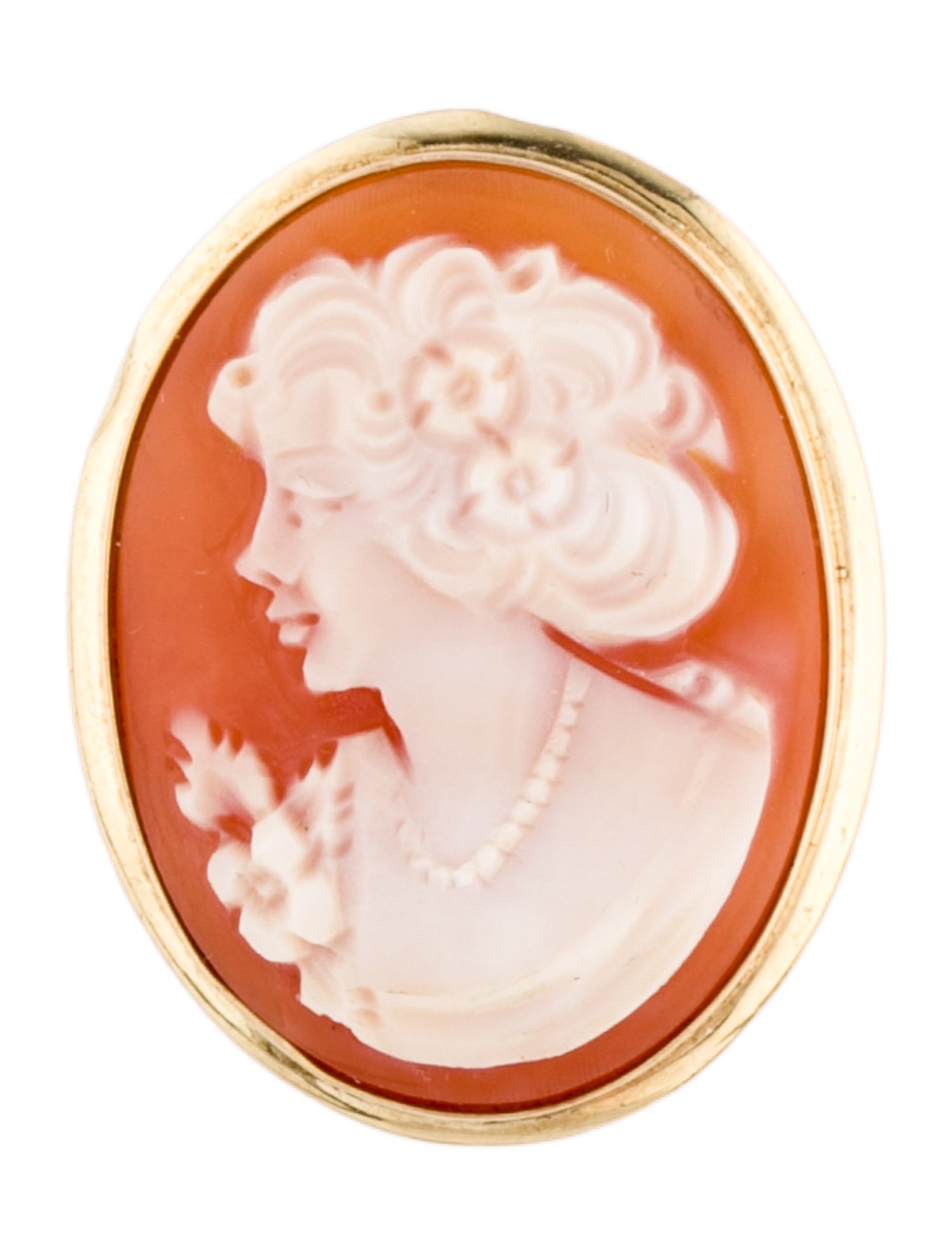 Pendant 14K Shell Cameo Pendant Brooch Pin
