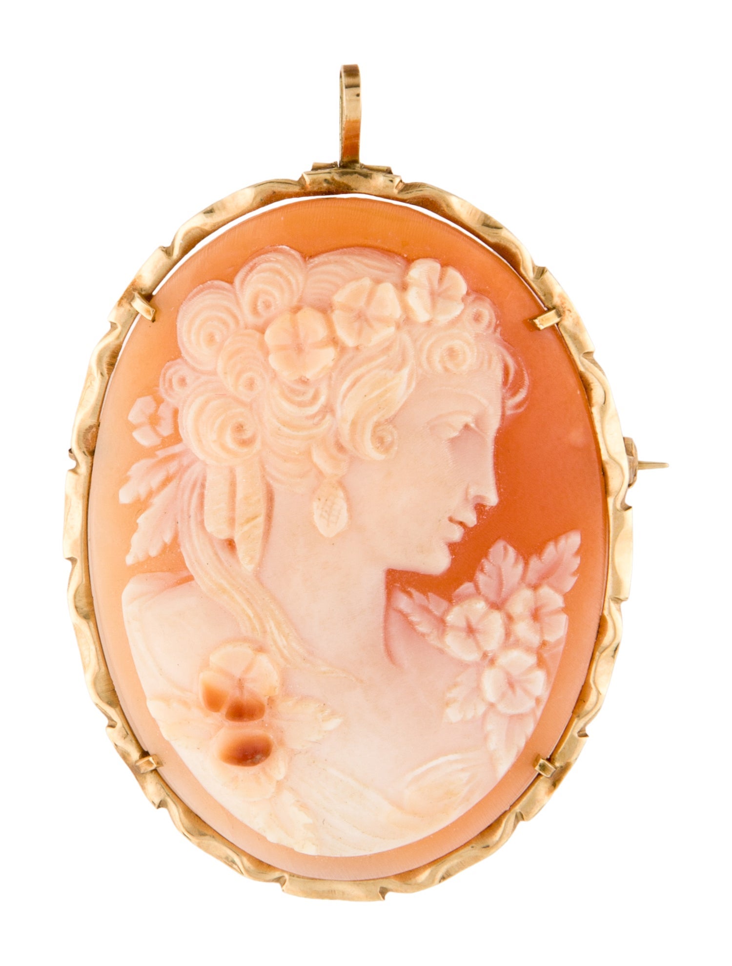 Pendant 14K Shell Cameo Brooch
