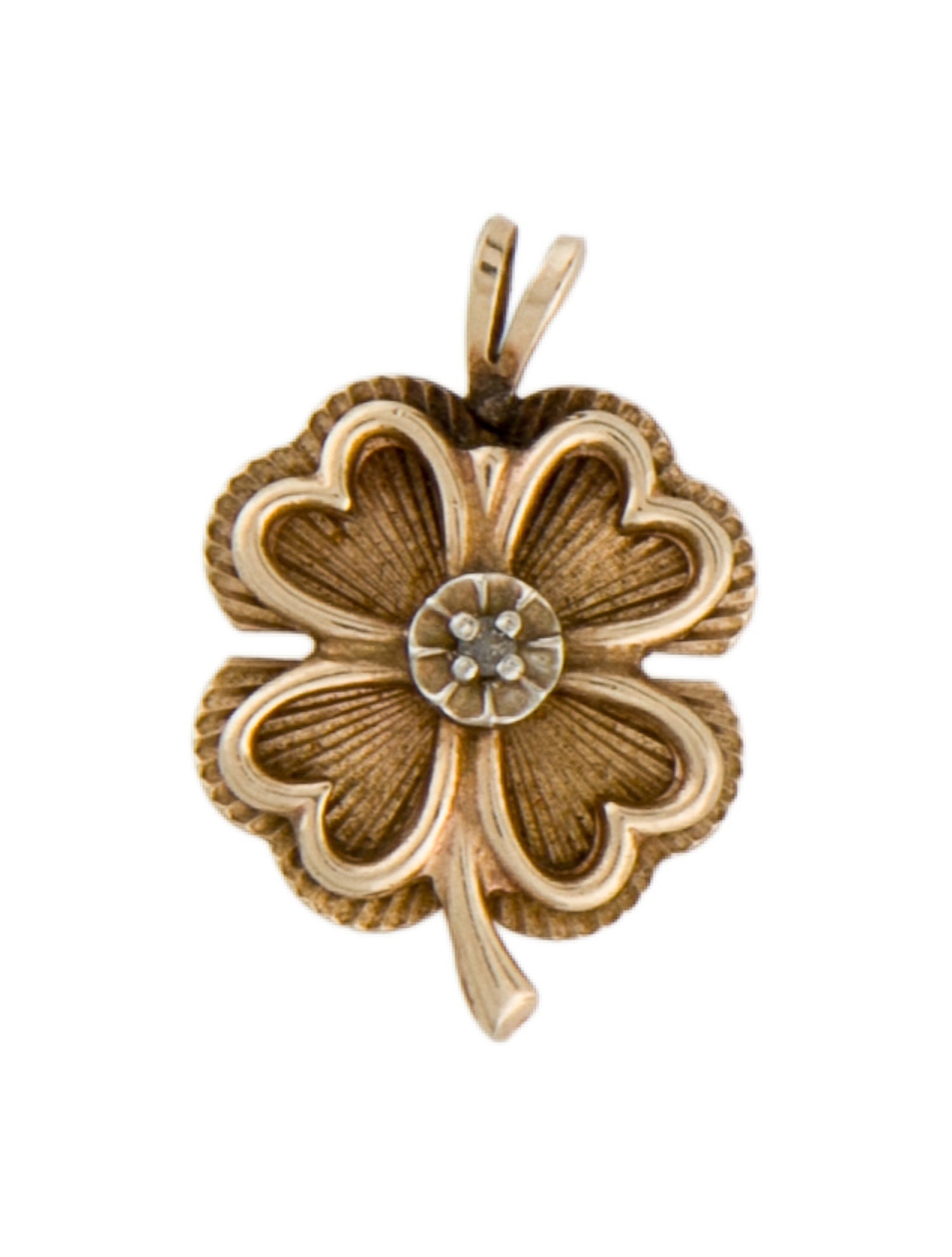 Pendant 10K Diamond Four Leaf Clover