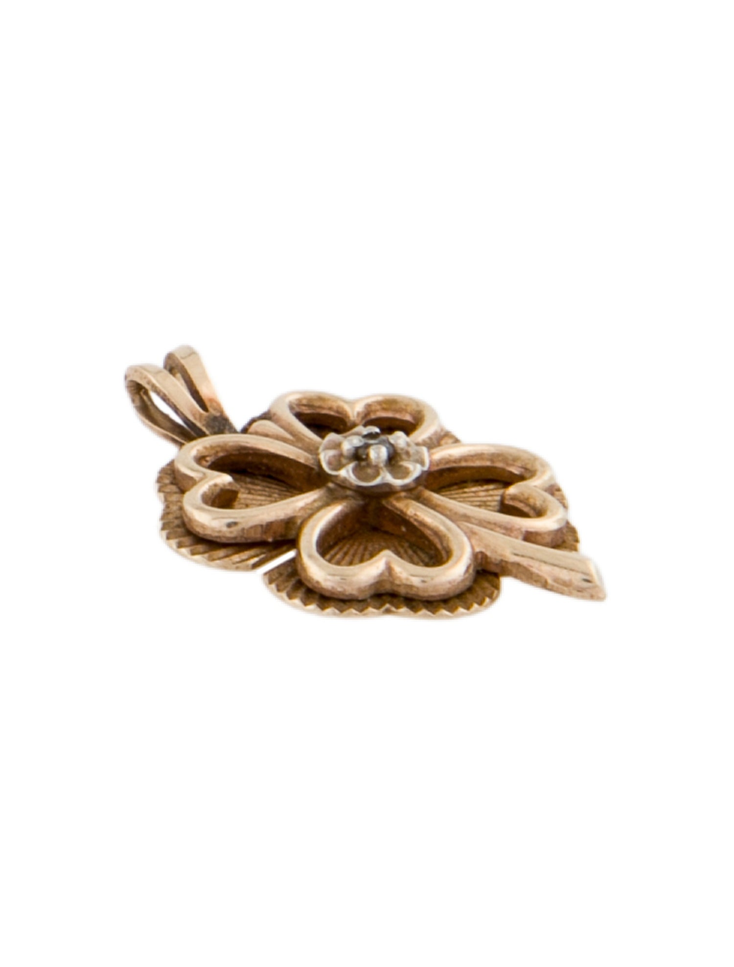 Pendant 10K Diamond Four Leaf Clover