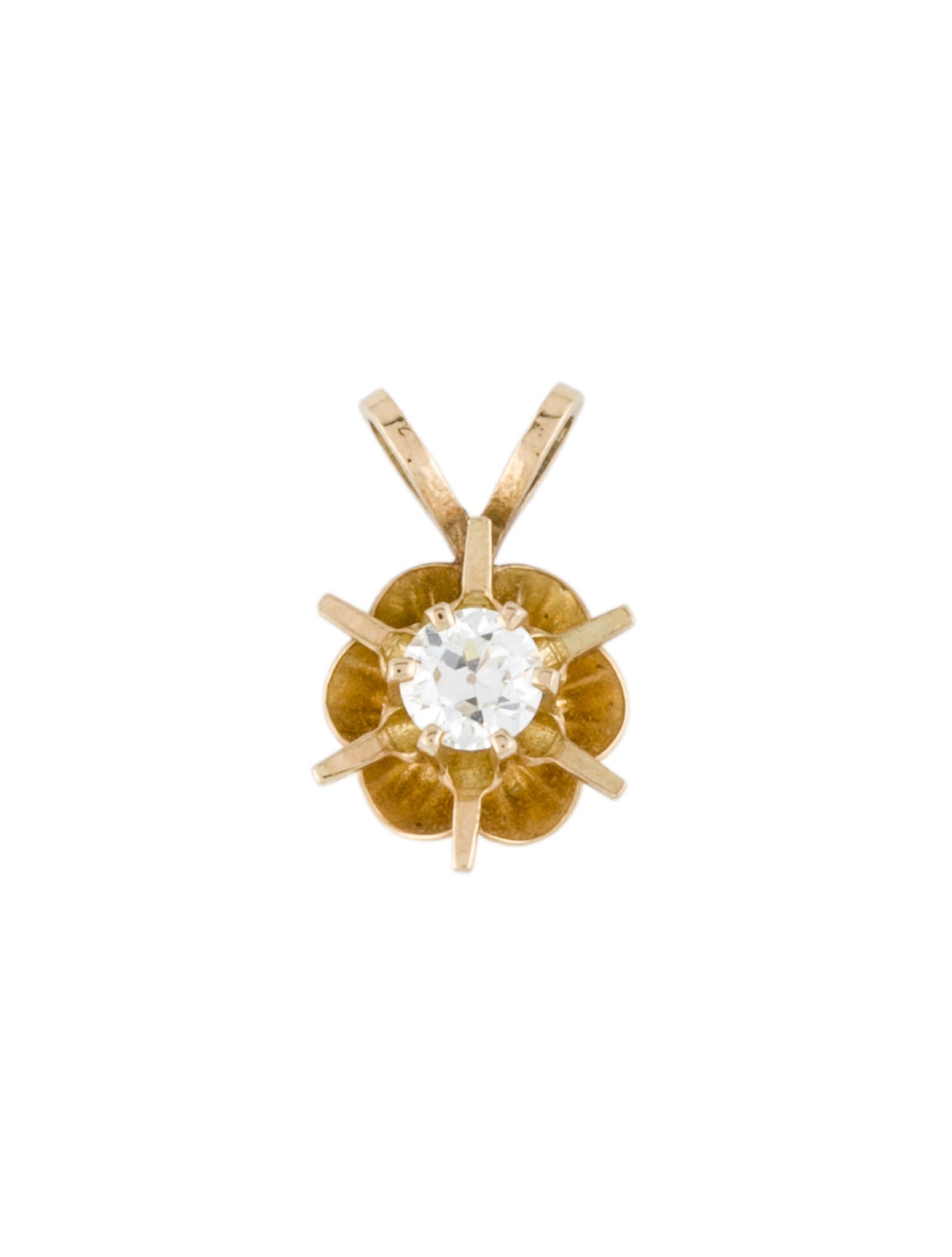 Pendant Vintage 14K Diamond Flower