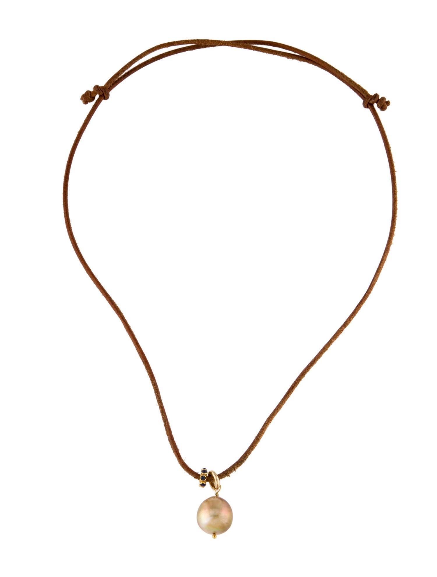 Pendant Pearl & Sapphire Leather Cord Necklace