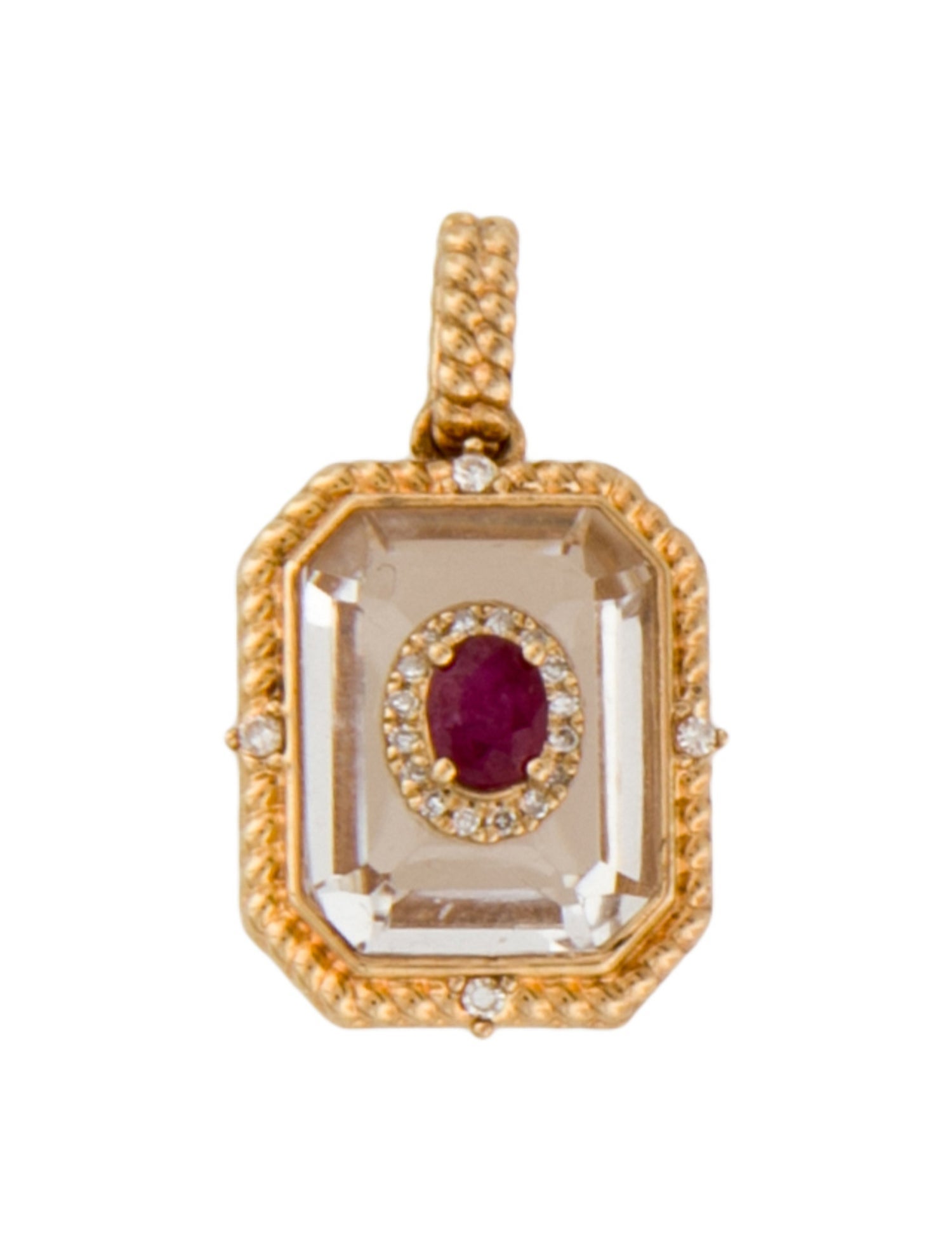 Pendant 18K Ruby, Quartz & Diamond