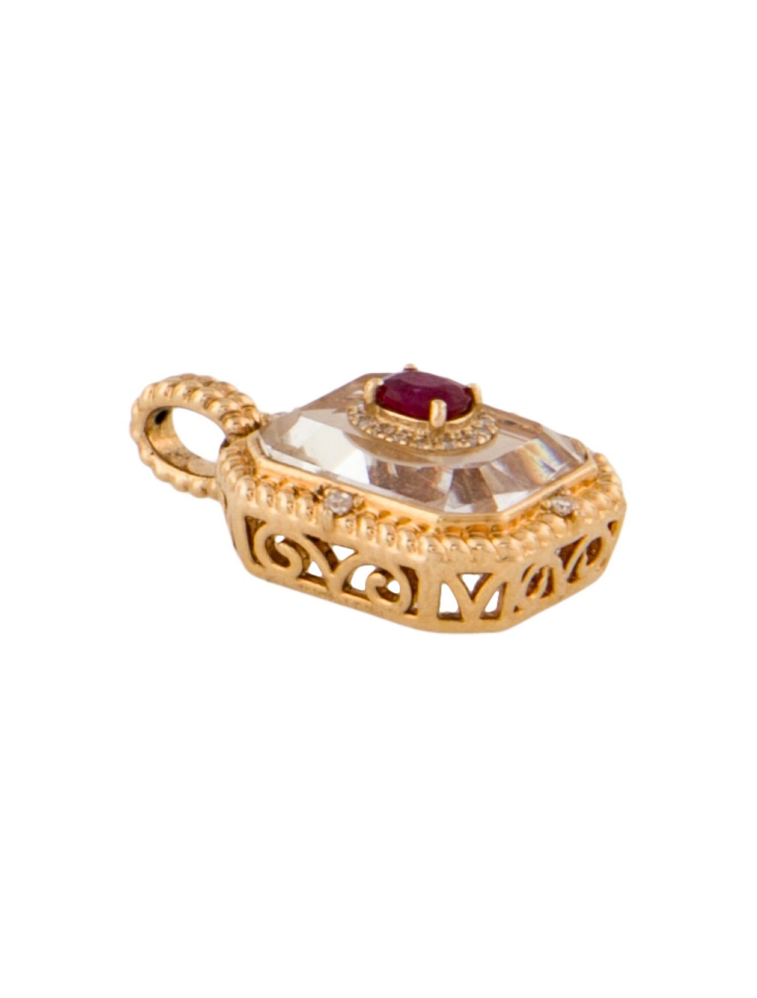 Pendant 18K Ruby, Quartz & Diamond