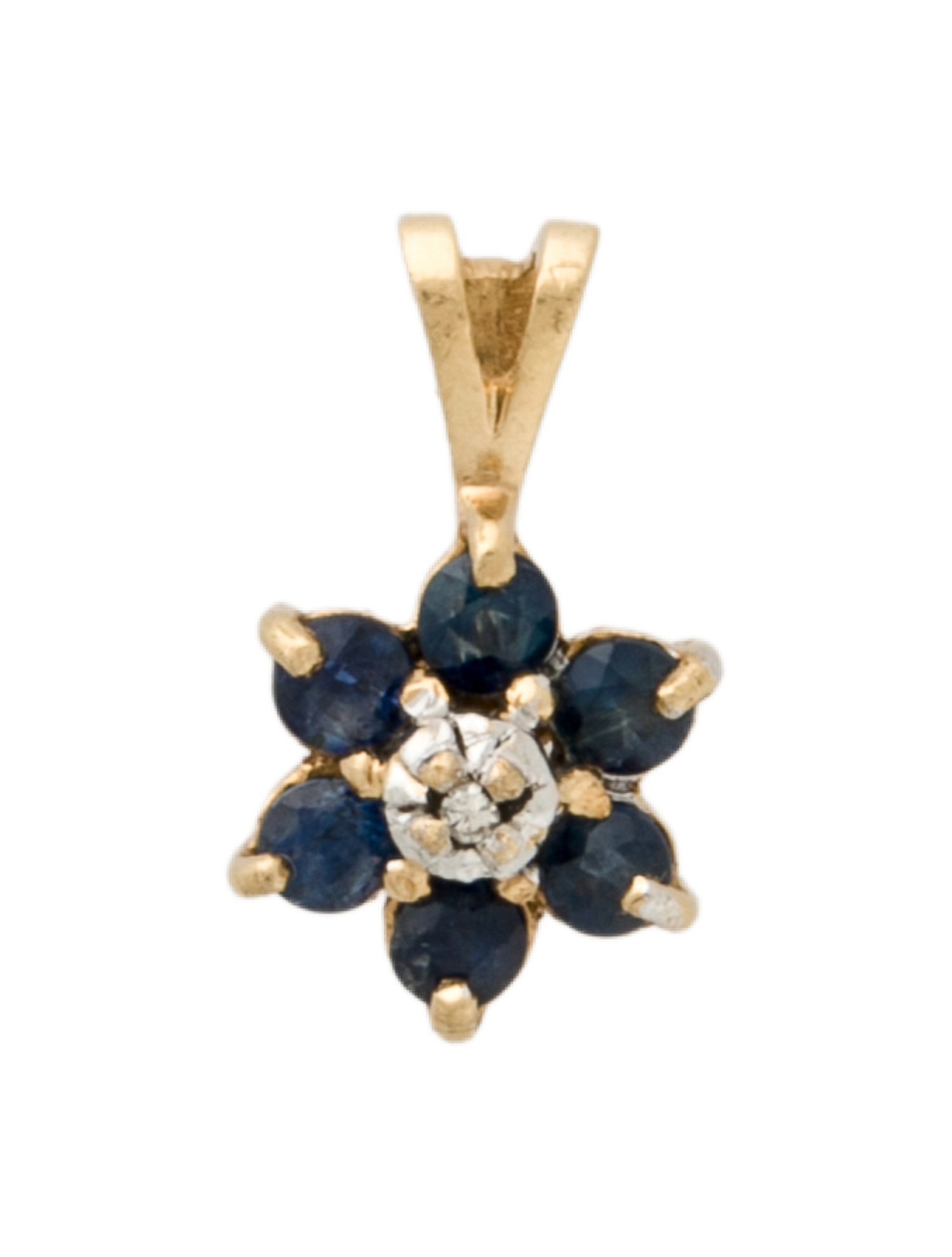 Pendant 14K Sapphire & Diamond Flower