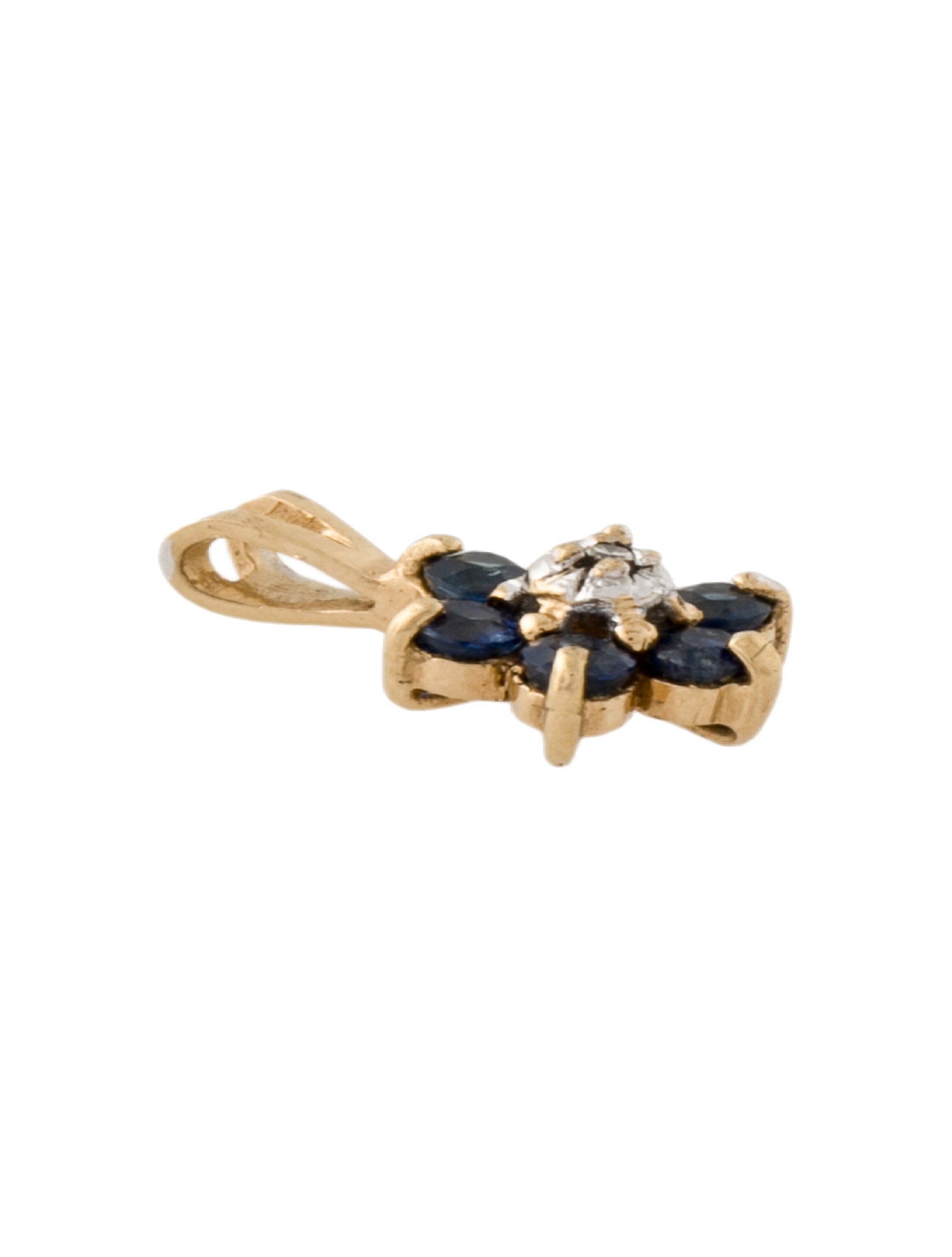 Pendant 14K Sapphire & Diamond Flower
