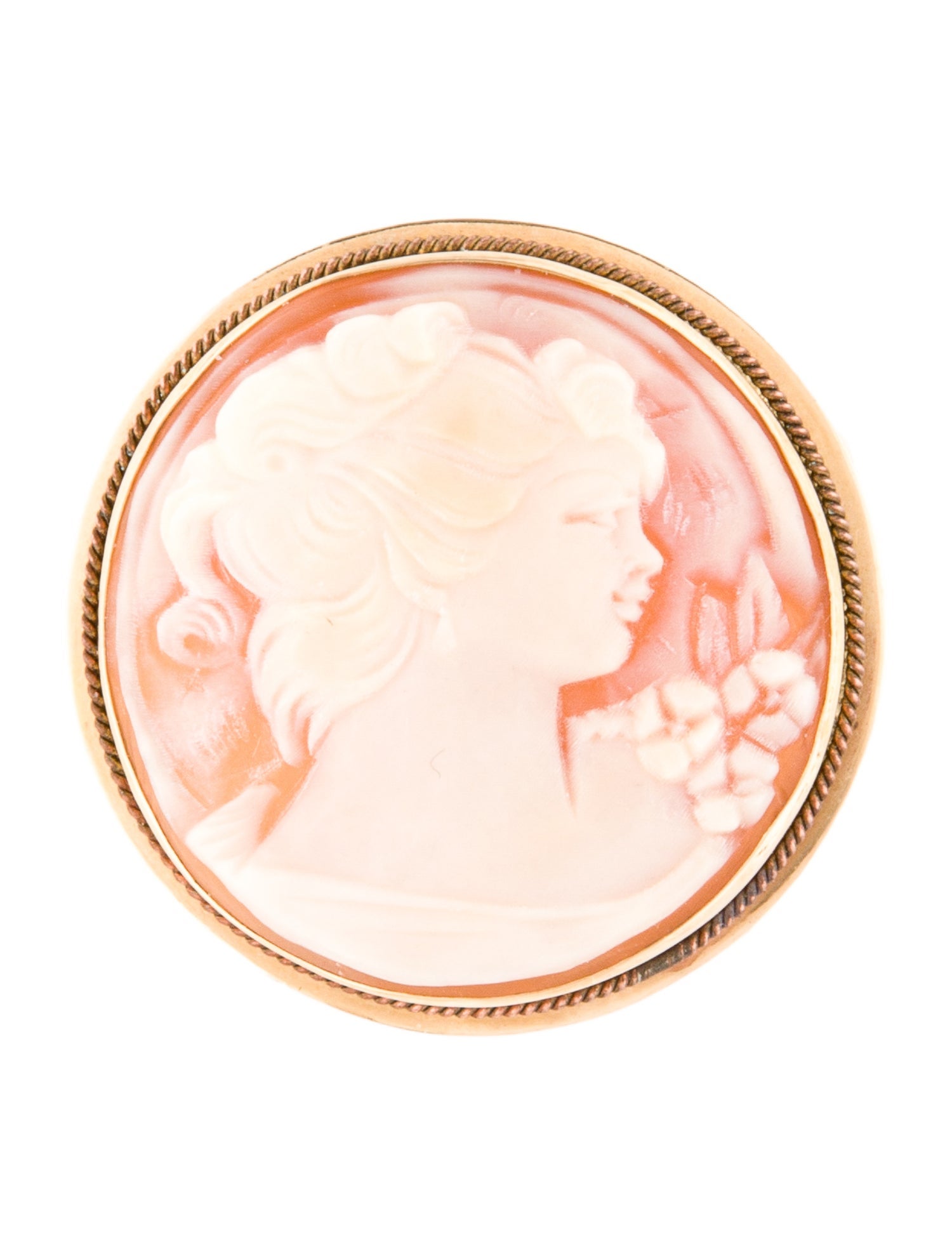 Pendant 18K Shell Cameo Brooch