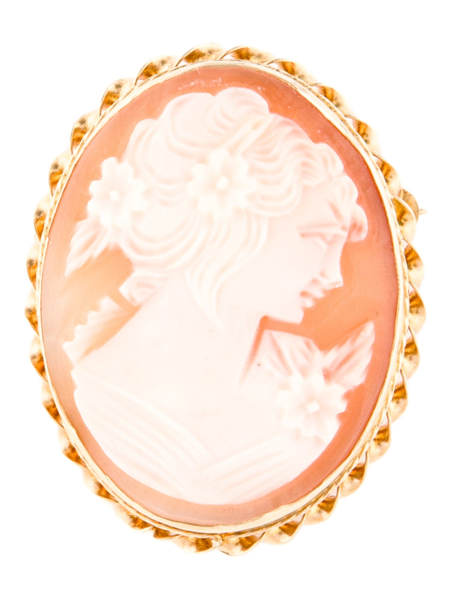 Pendant 14K Shell Cameo Brooch