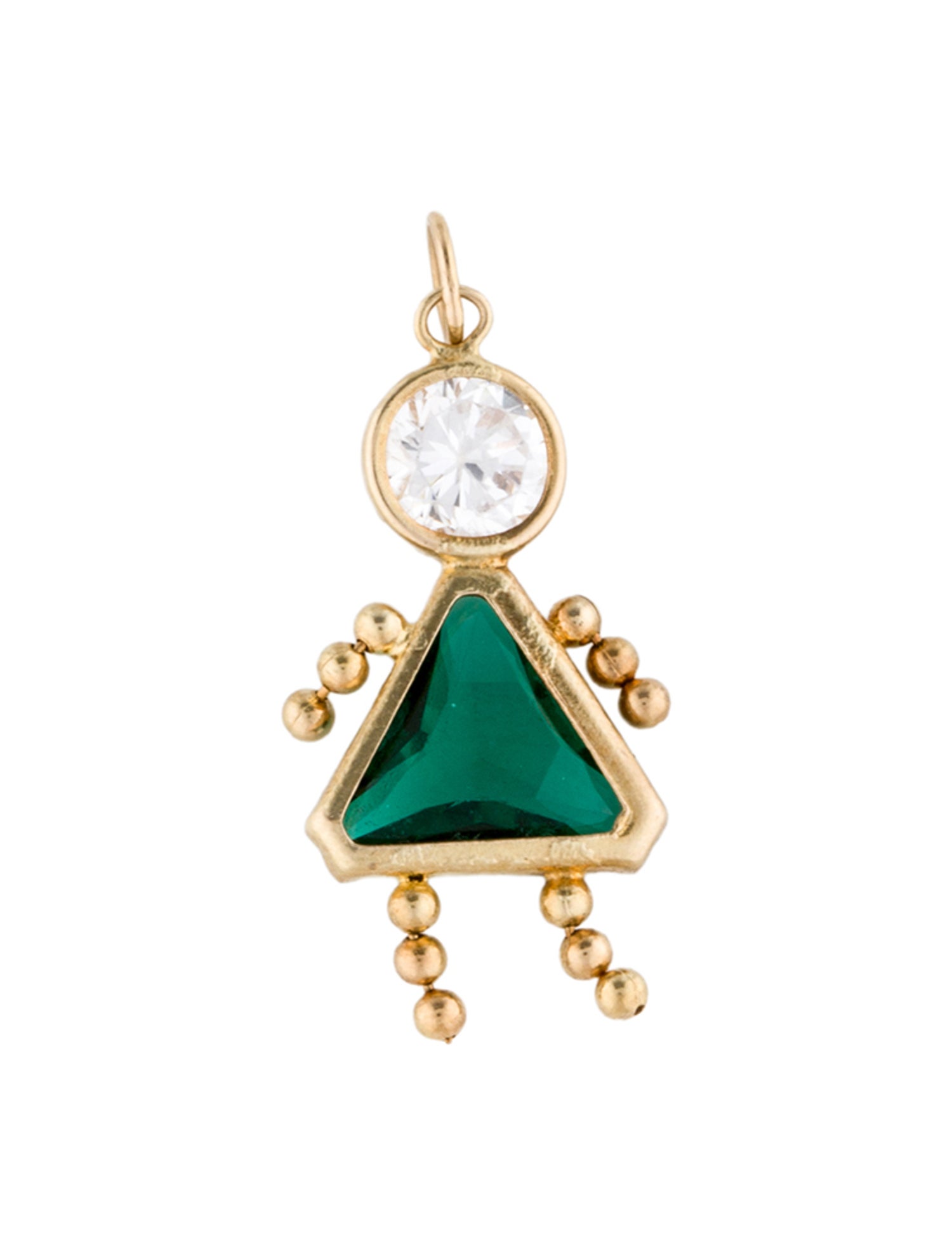 Pendant 14K Cubic Zirconia & Glass Kid Charm