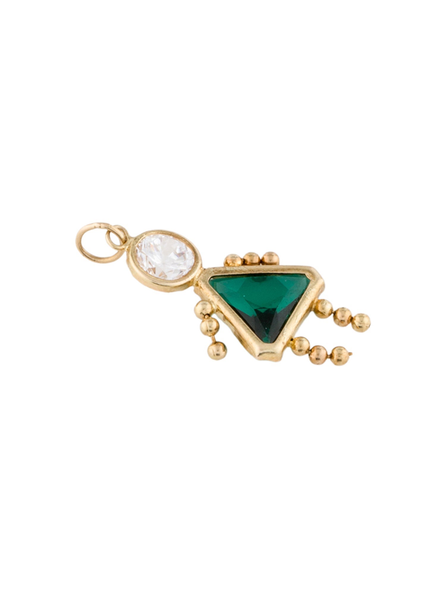 Pendant 14K Cubic Zirconia & Glass Kid Charm