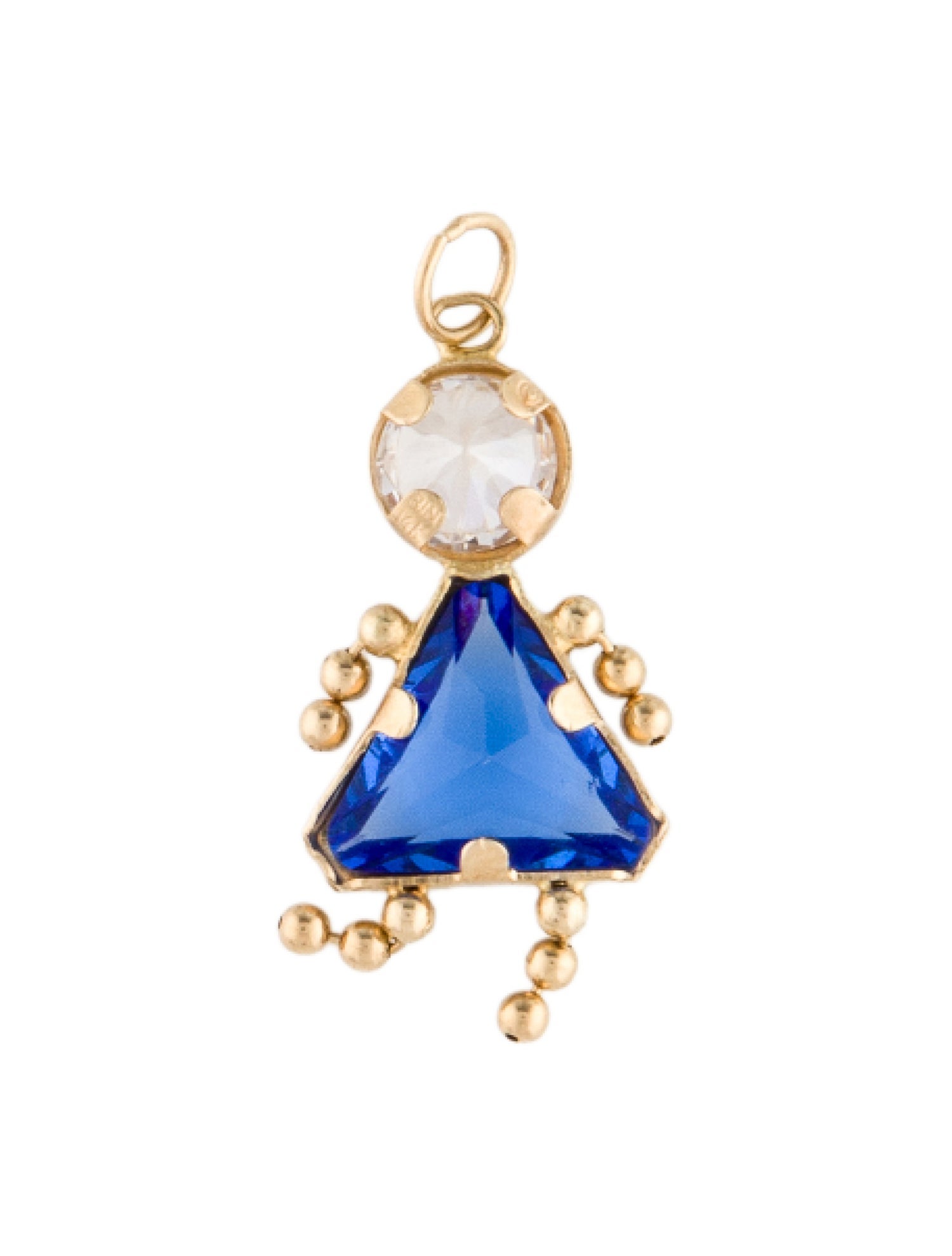 Pendant 14K Cubic Zirconia & Glass Kid Charm Pendant