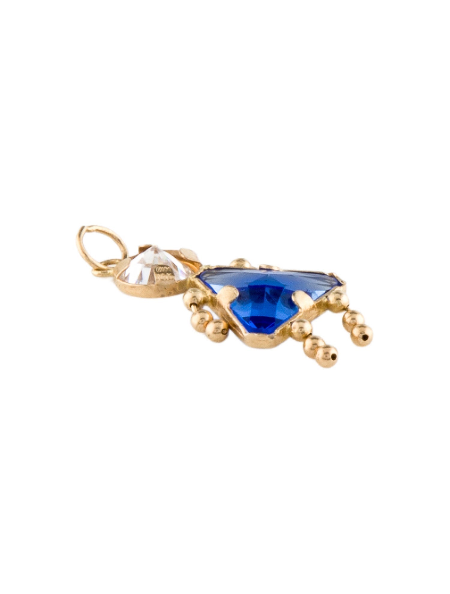 Pendant 14K Cubic Zirconia & Glass Kid Charm Pendant