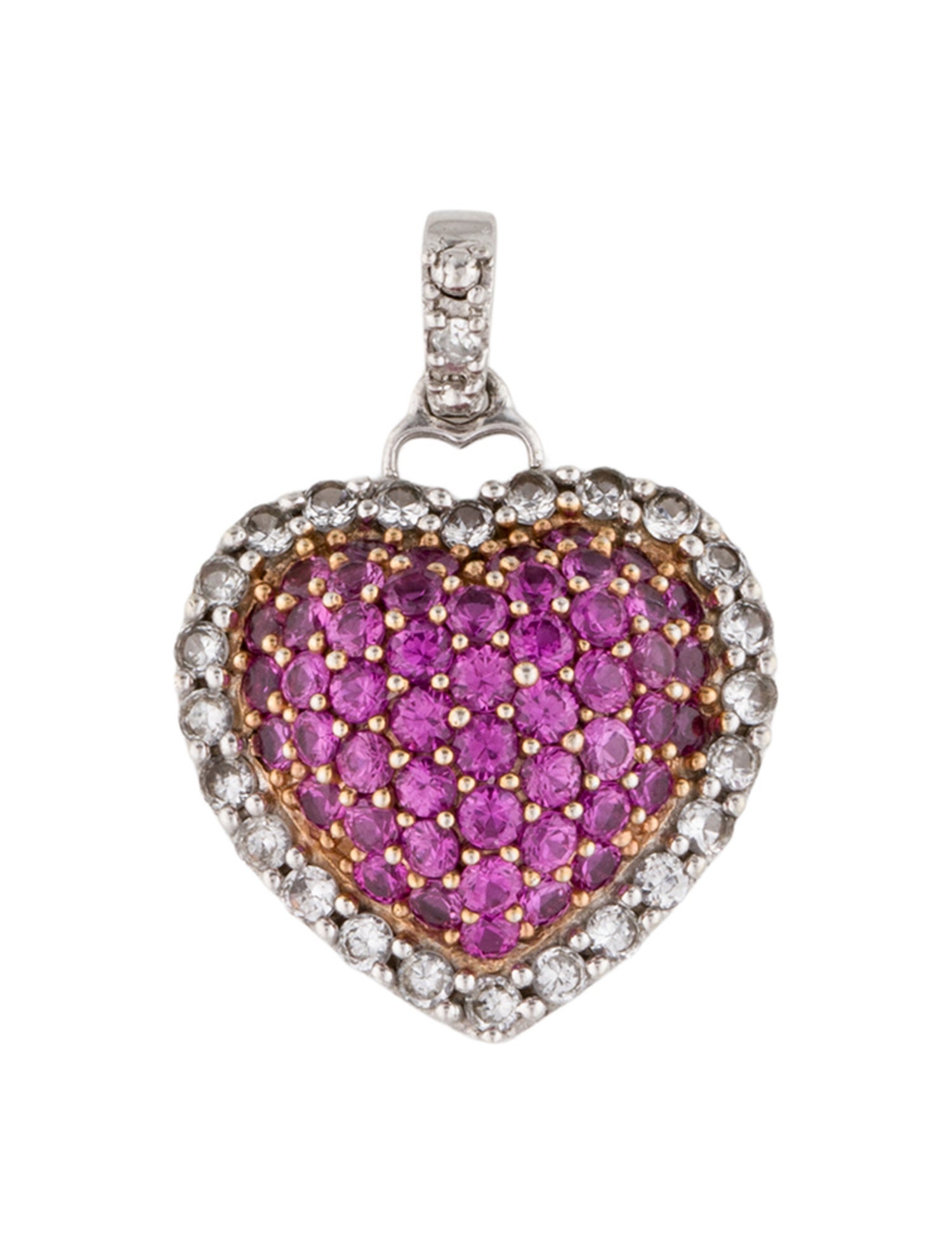 Pendant 14K Synthetic Sapphire & Diamond Heart