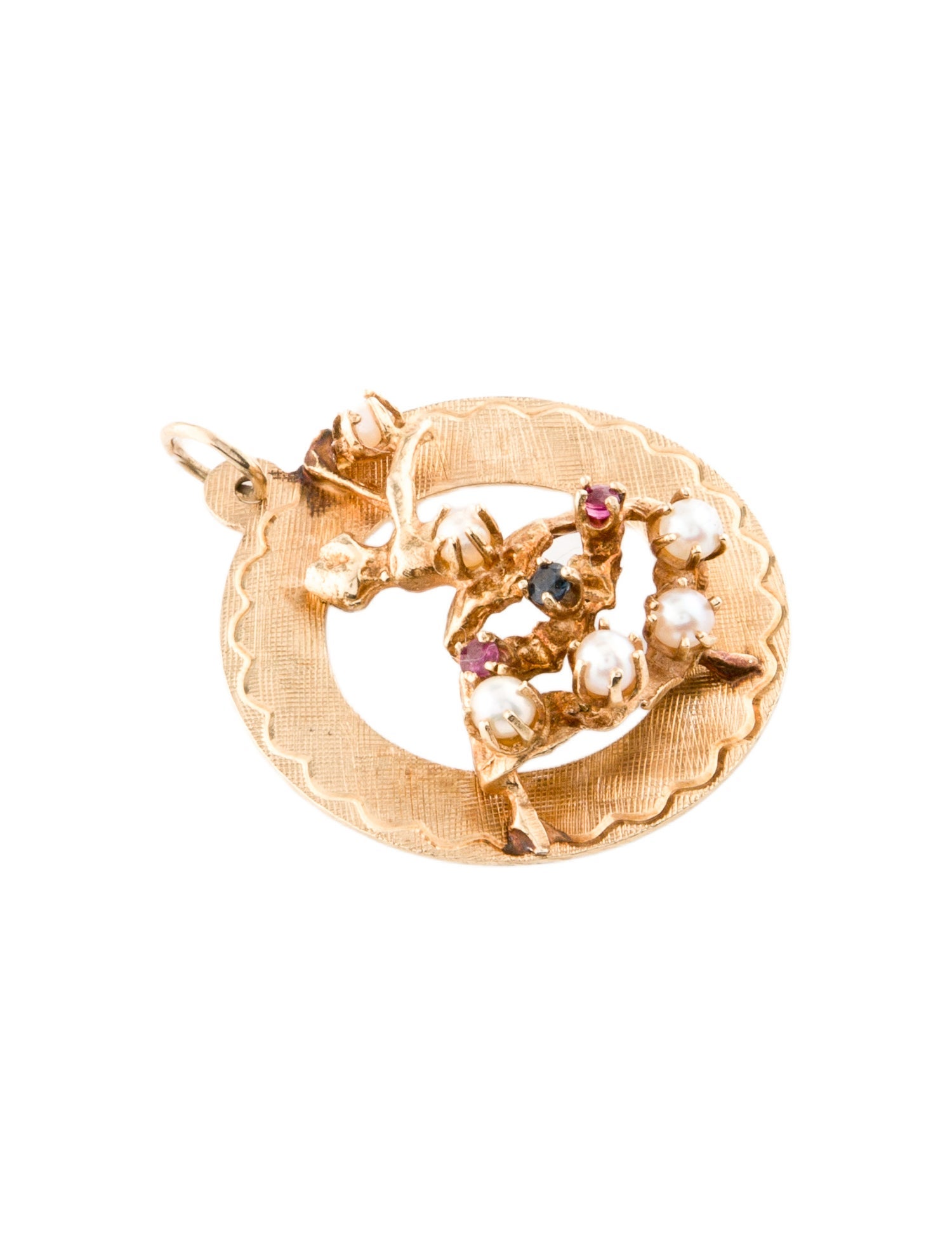 Pendant 14K Pearl, Sapphire, & Ruby Lady