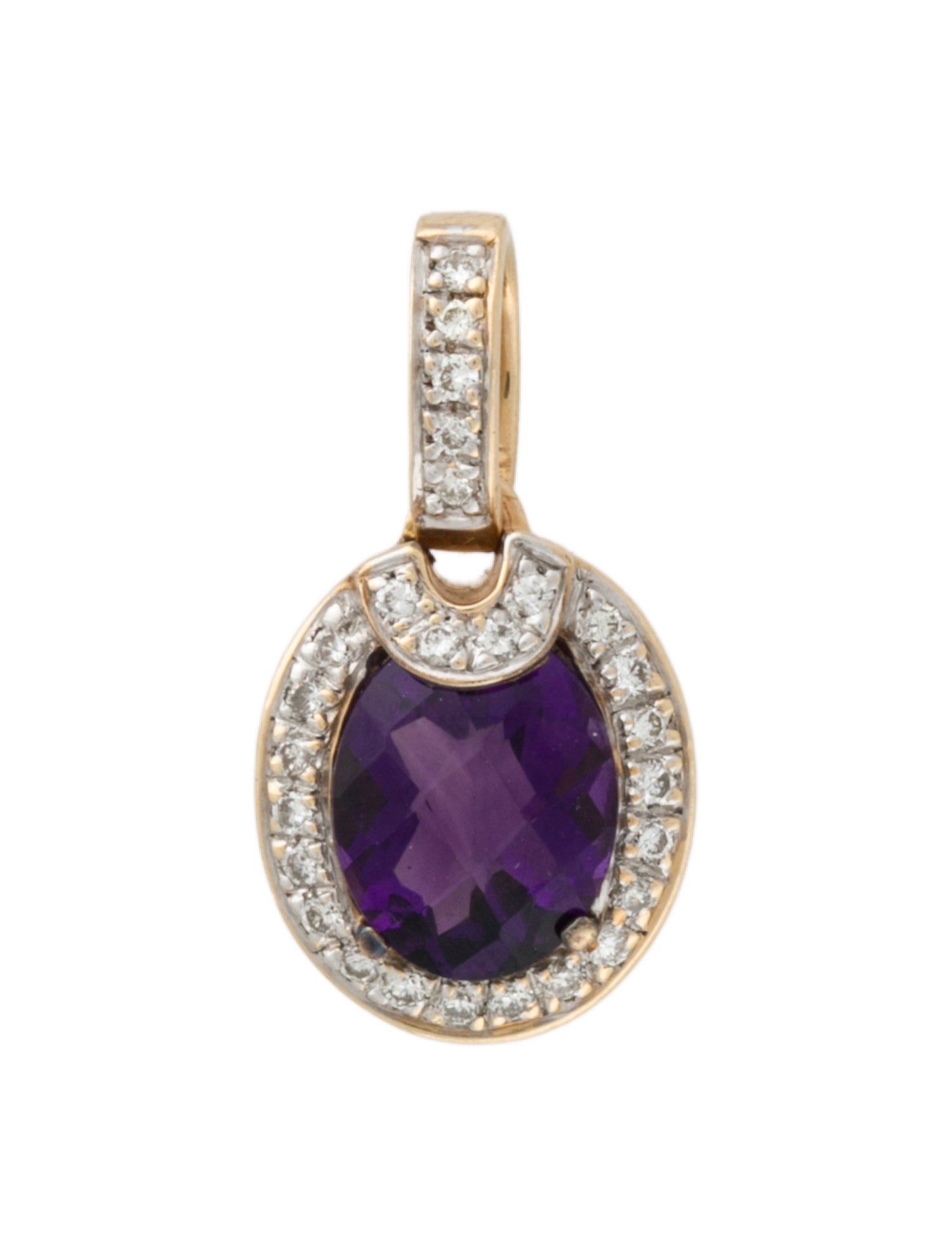 Pendant 14K Amethyst & Diamond Oval