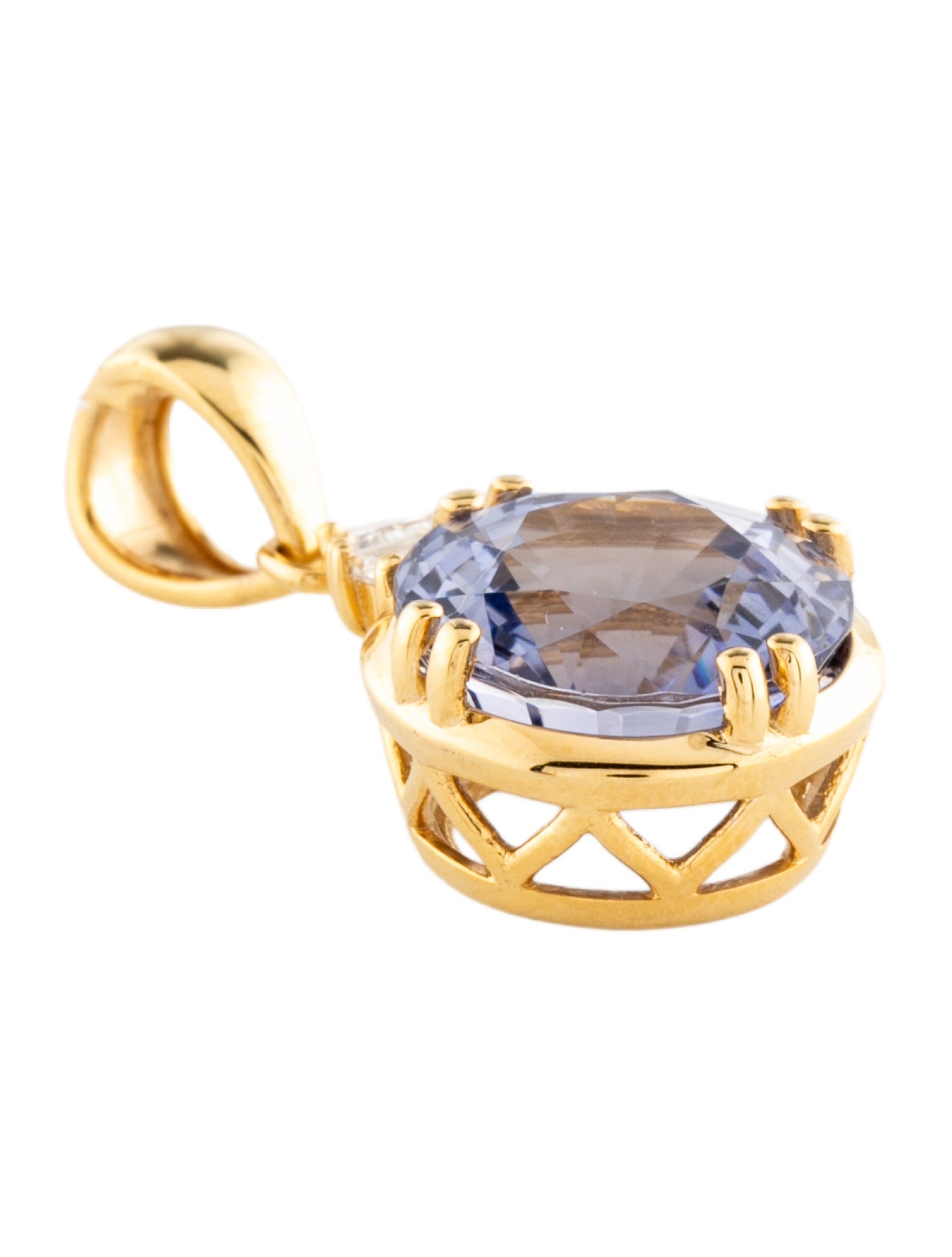 Pendant 14K 9.41ct Synthetic Sapphire & Lab Grown Diamond